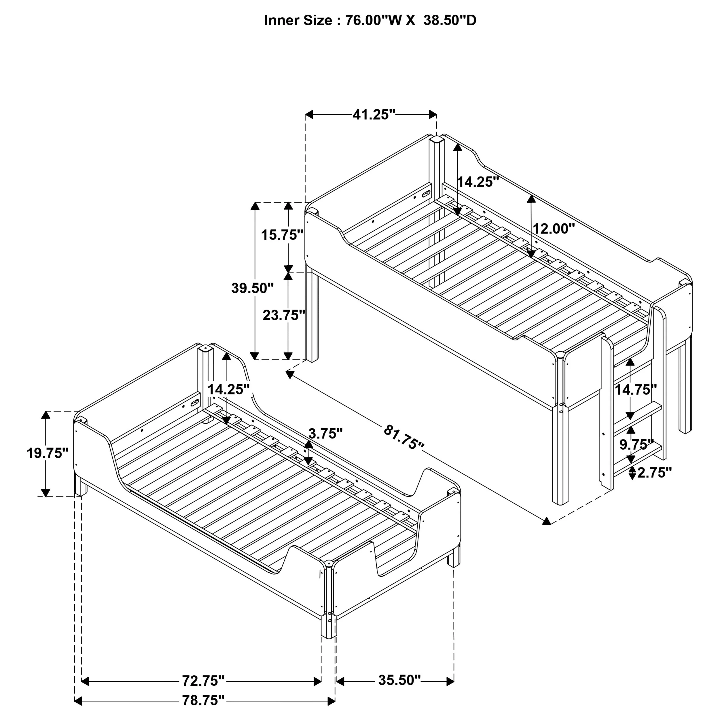 Morris Black/Walnut Twin Over Twin Wood Bunk Bed - Image 13