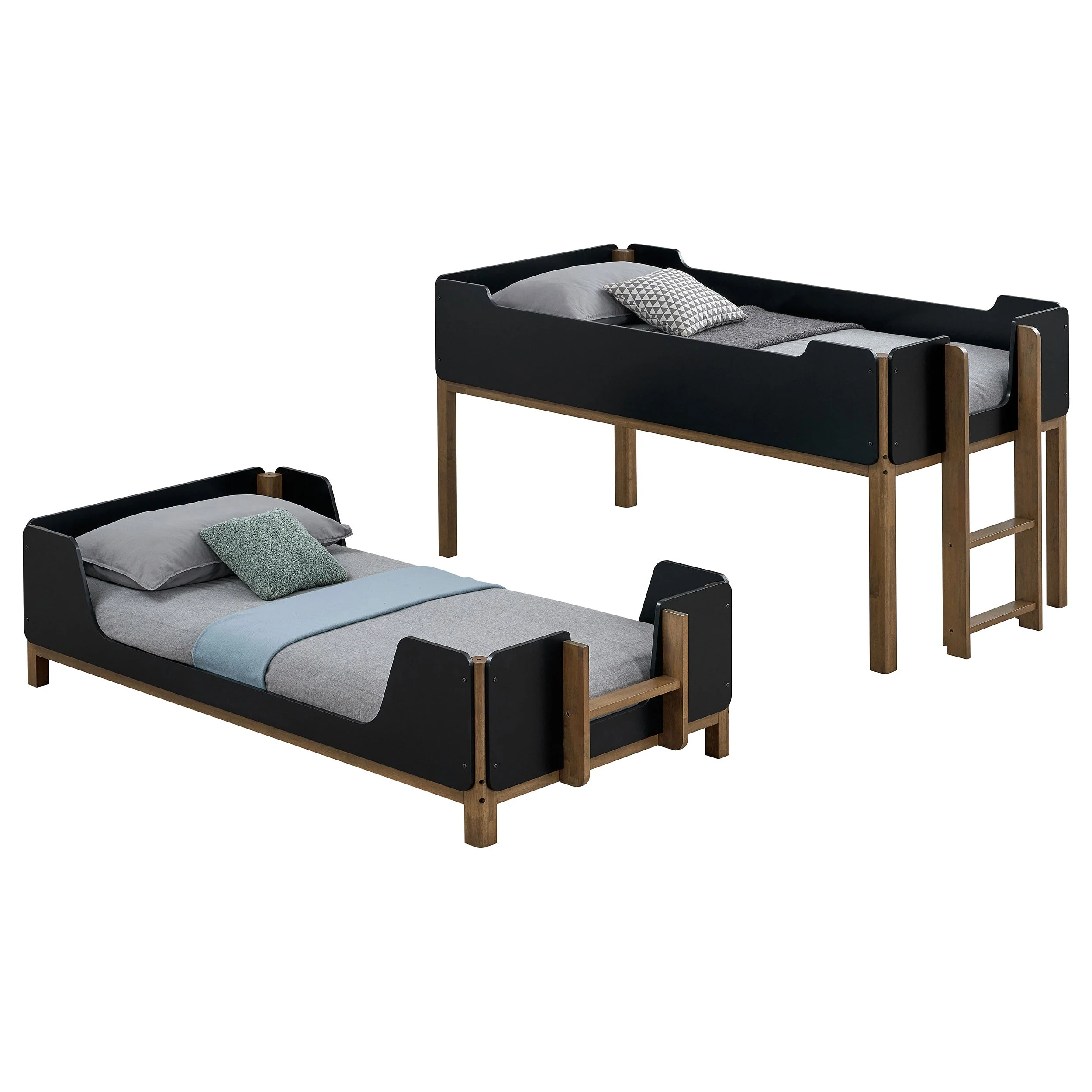Morris Black/Walnut Twin Over Twin Wood Bunk Bed - Image 8