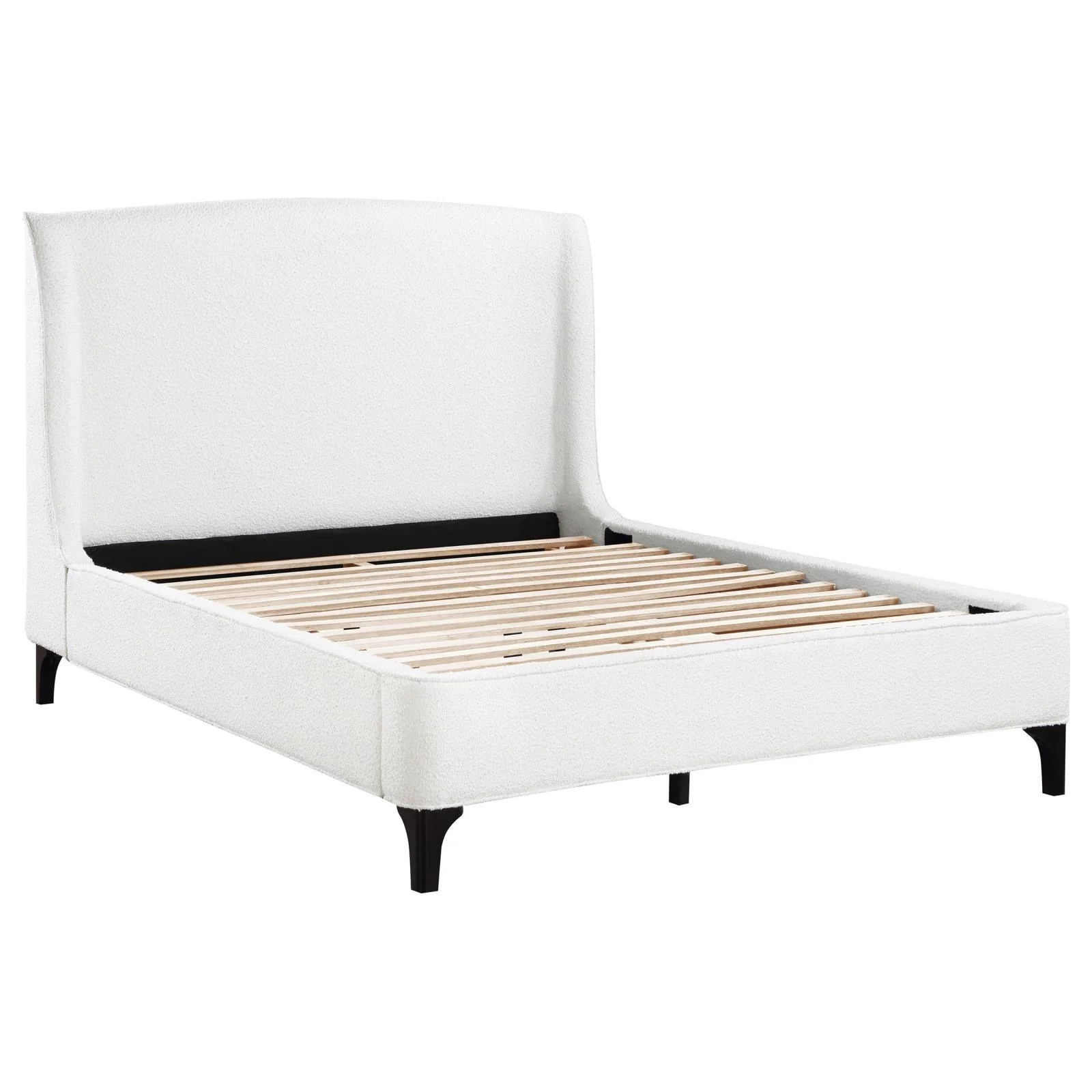 Mosby White Upholstered Curved Headboard Eastern King Platform Bed - Image 3