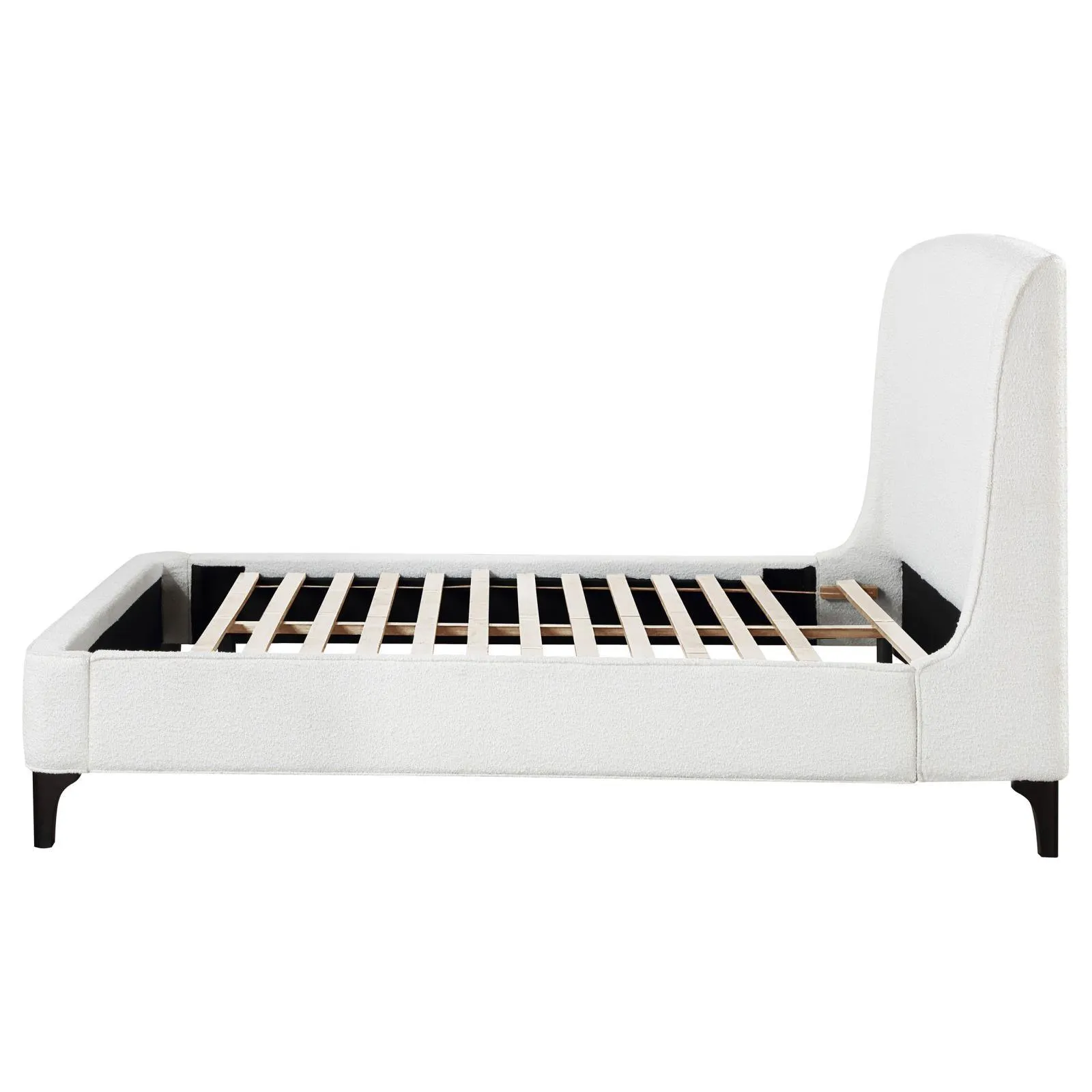 Mosby White Upholstered Curved Headboard Queen Platform Bed - Image 5