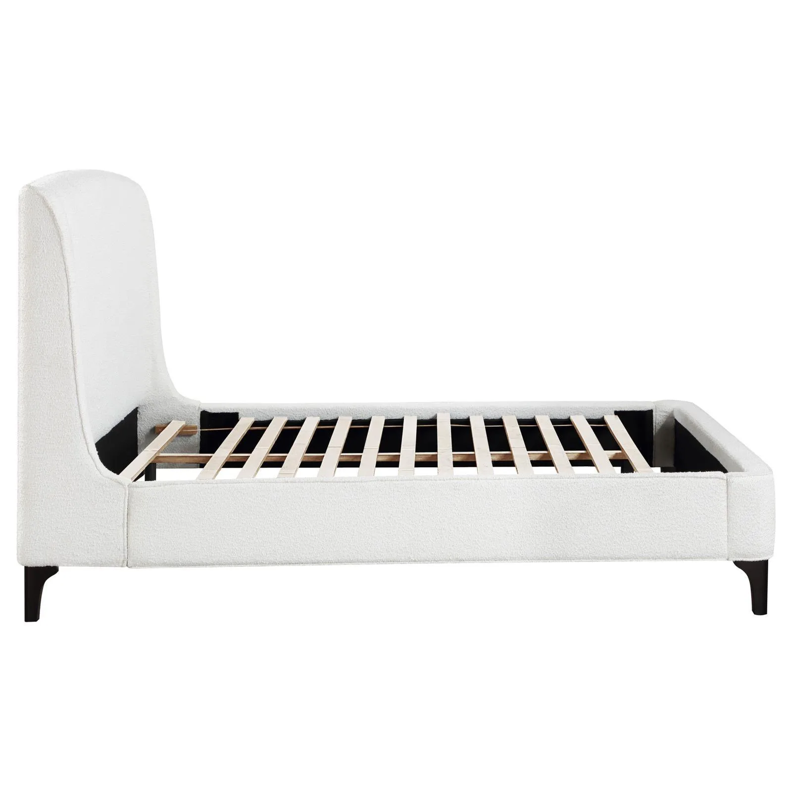 Mosby White Upholstered Curved Headboard Queen Platform Bed - Image 9