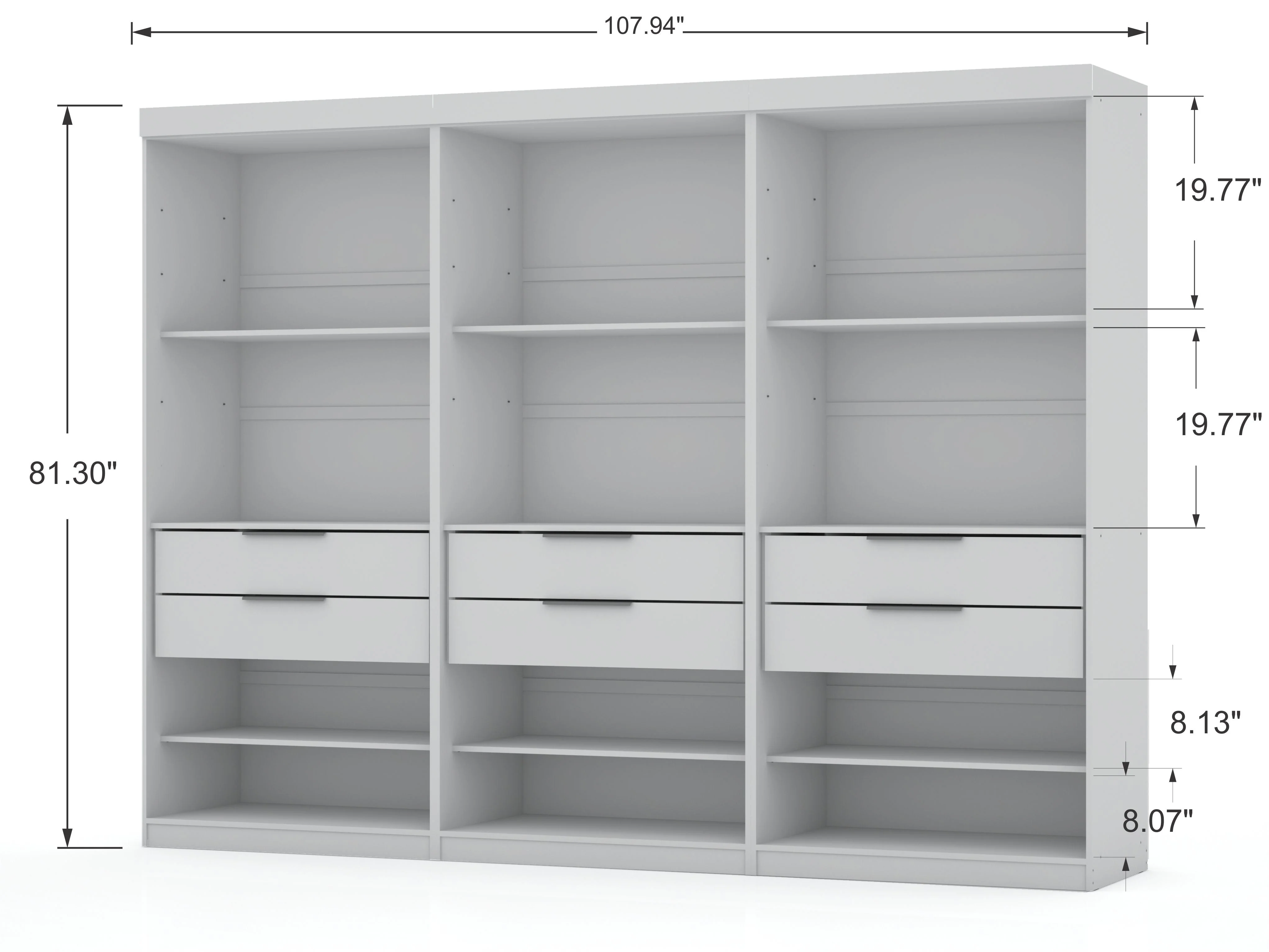 Mulberry 2.0 Wardrobe Closet in White (set of 3) - Image 3