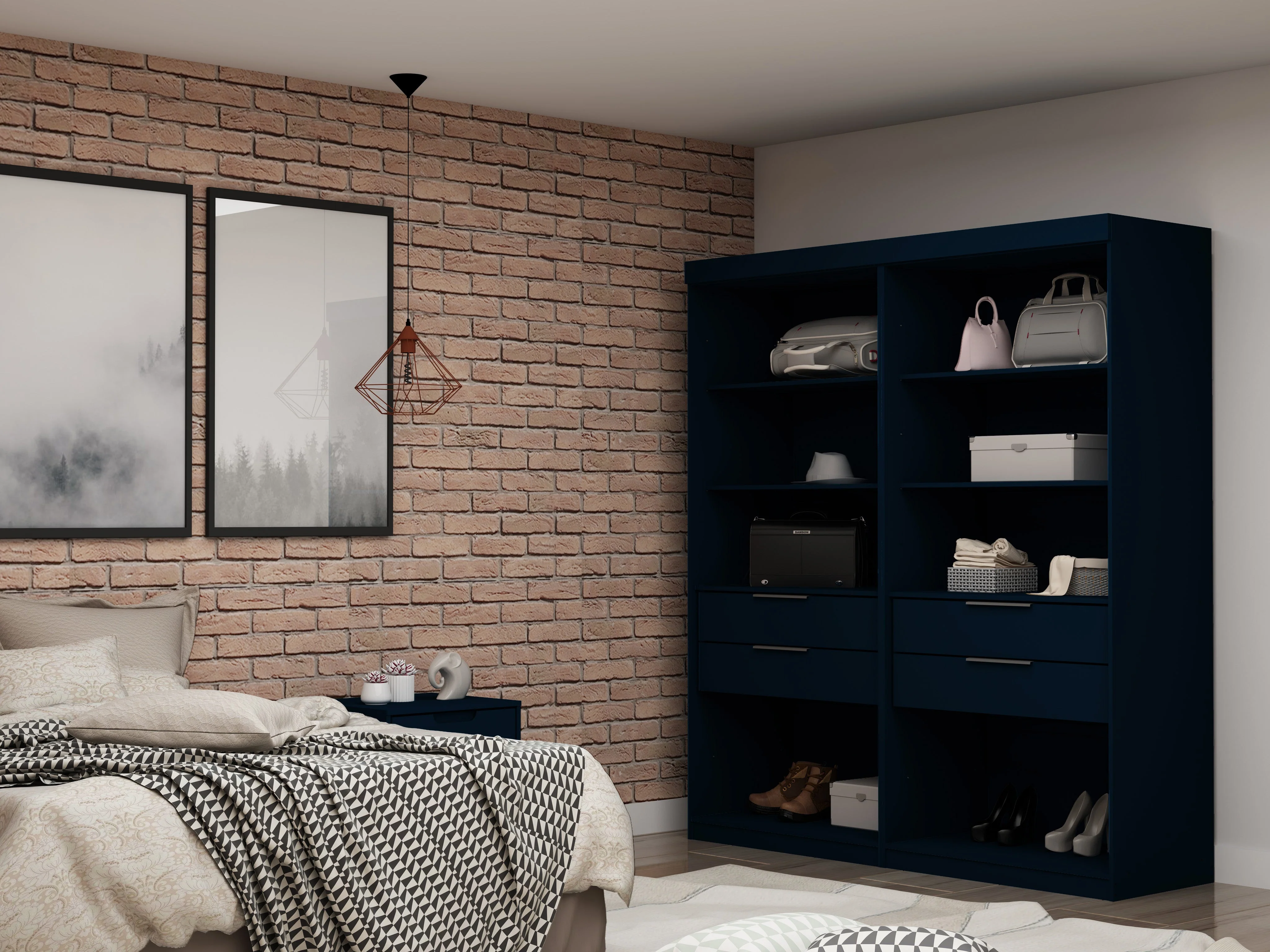 Mulberry Open 2 Sectional Closet in Tatiana Midnight Blue (set of 2) - Image 2