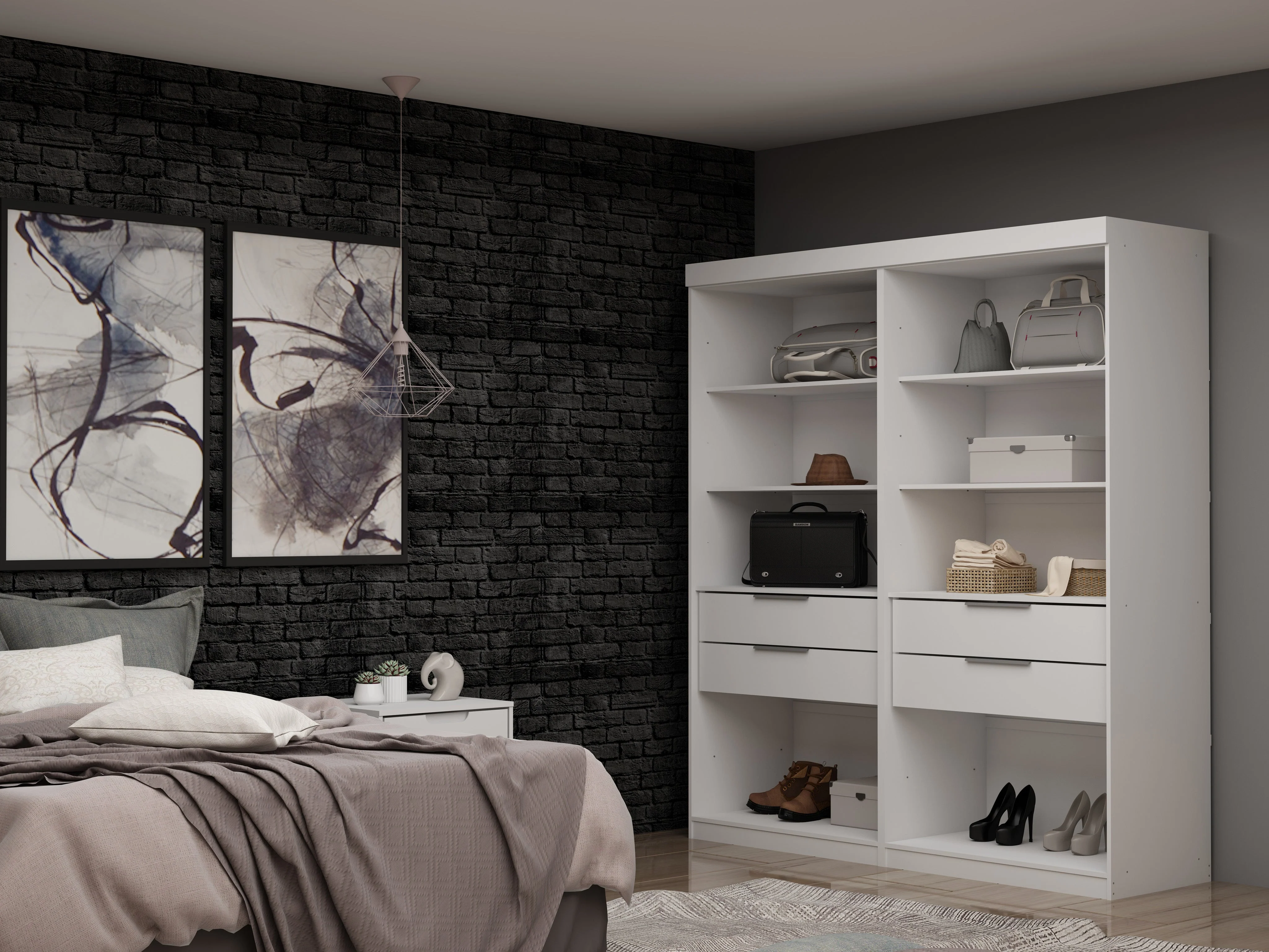 Mulberry Open 2 Sectional Closet in White (set of 2) - Image 2