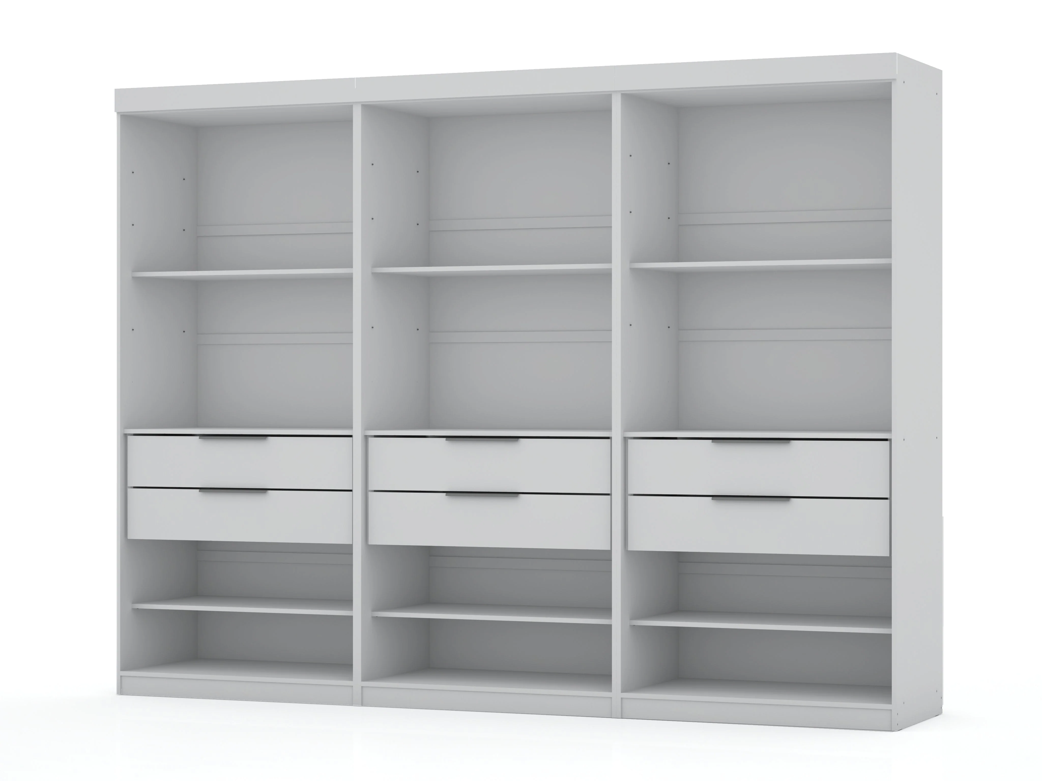 Mulberry Open 3 Sectional Closet in White (set of 3)