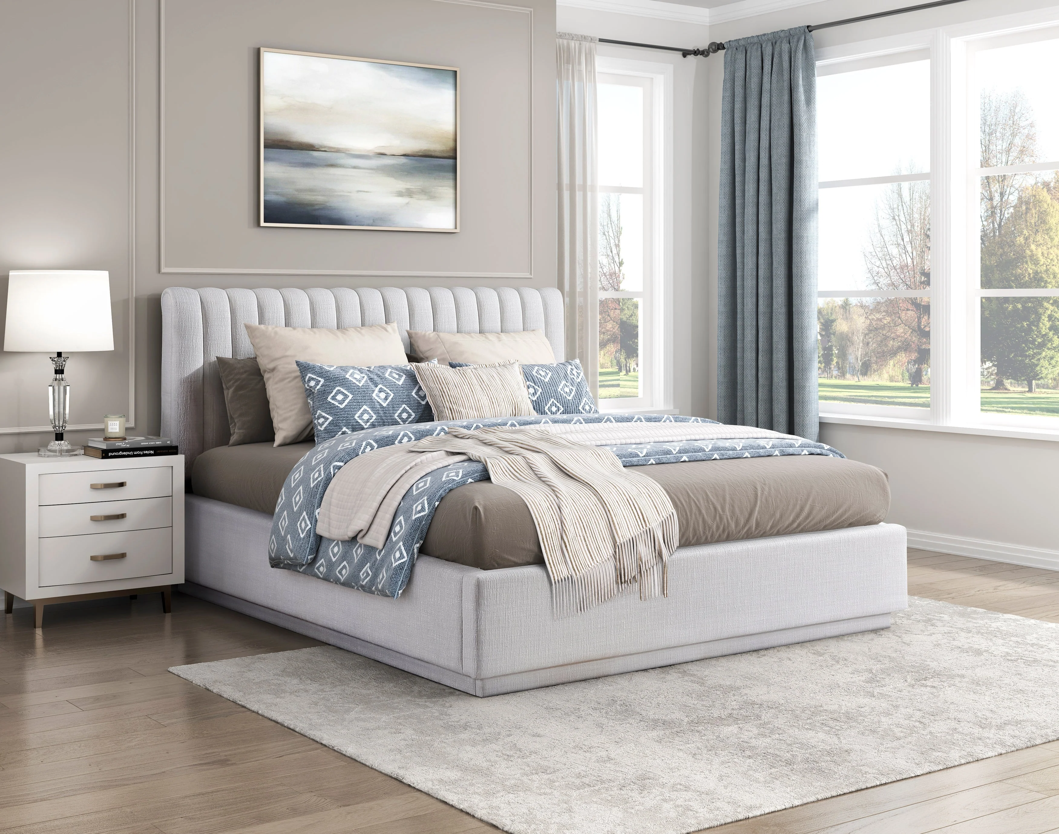Mulvane Natural Eastern King Upholstered Platform Bed - Image 10
