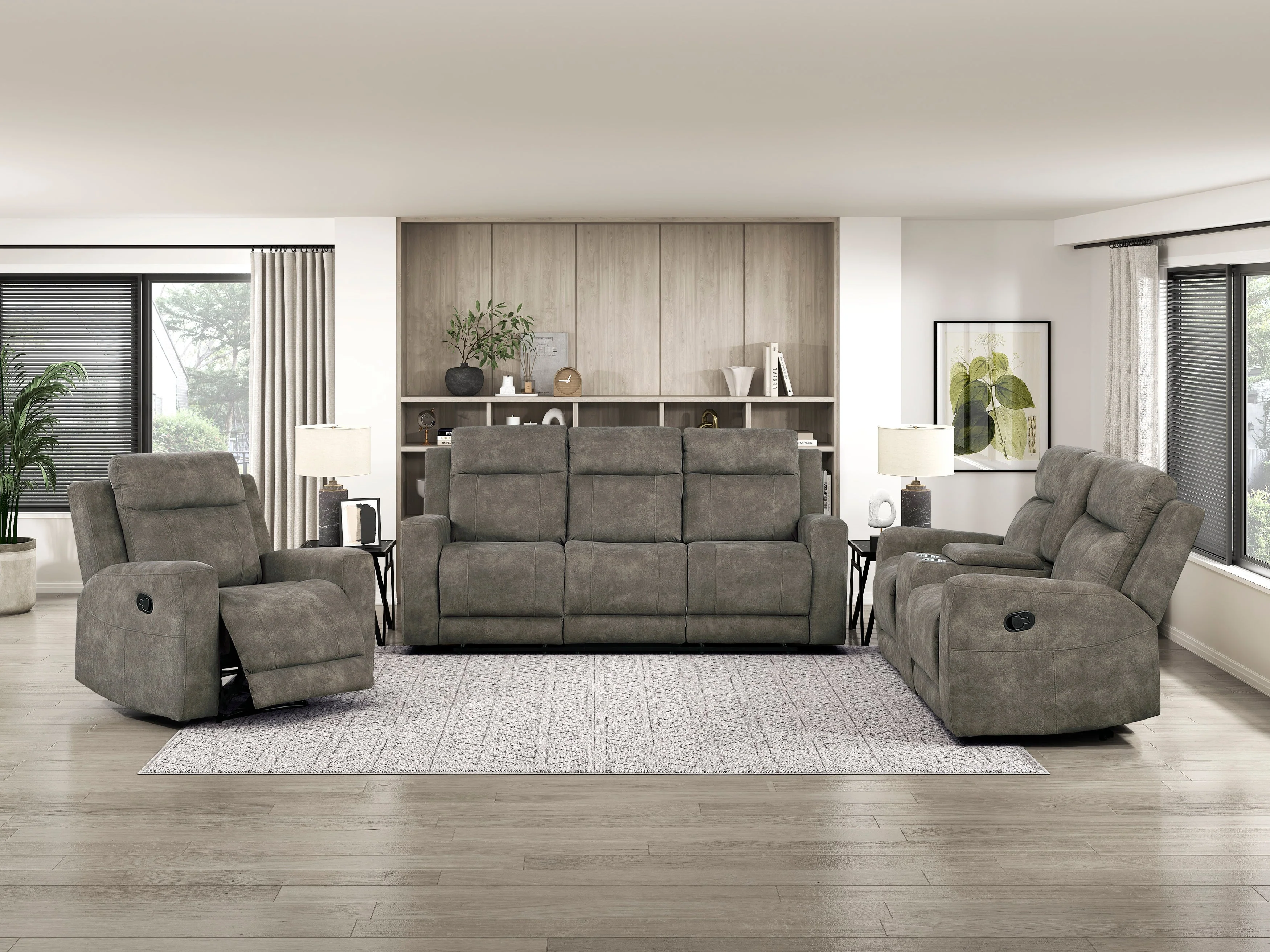 Muncie Brown Double Reclining Living Room Set