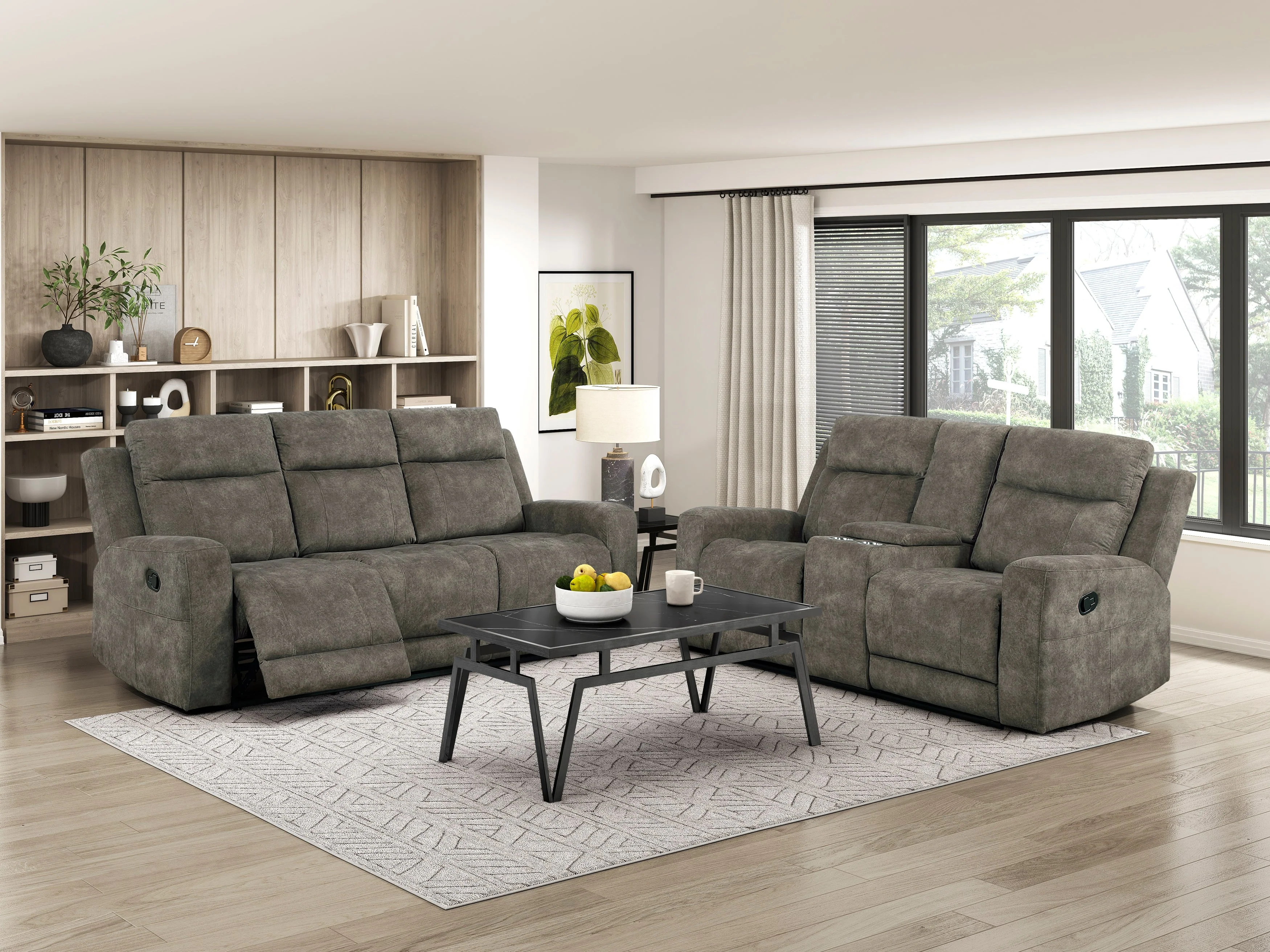 Muncie Brown Double Reclining Living Room Set - Image 2