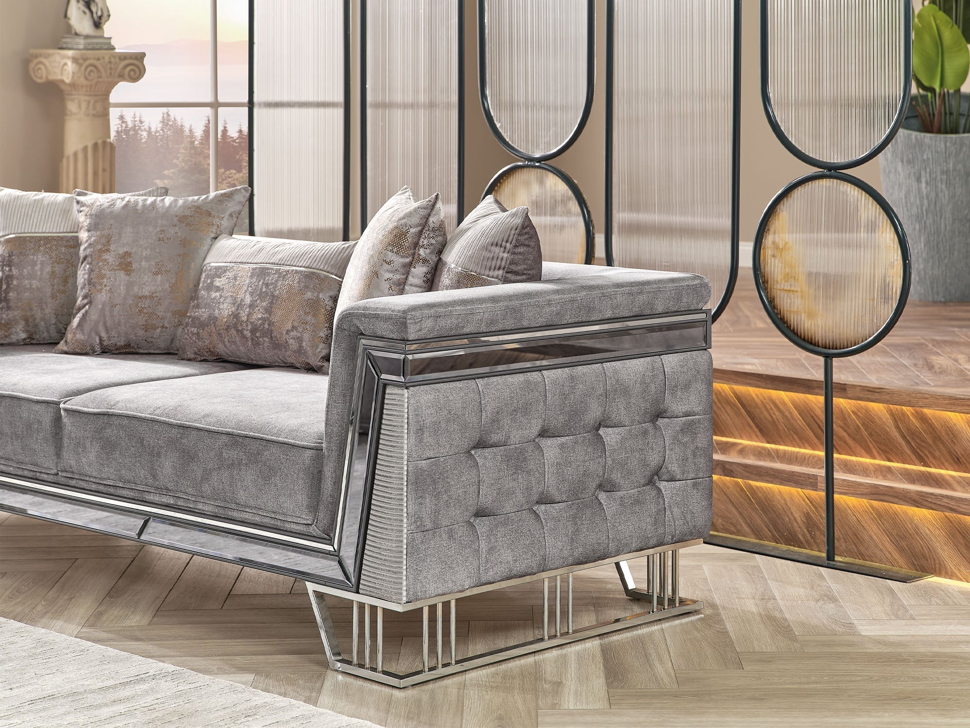 Munich Grey 3-pieces (Sofa & Loveseat & Chair) Living Room Set - Image 9