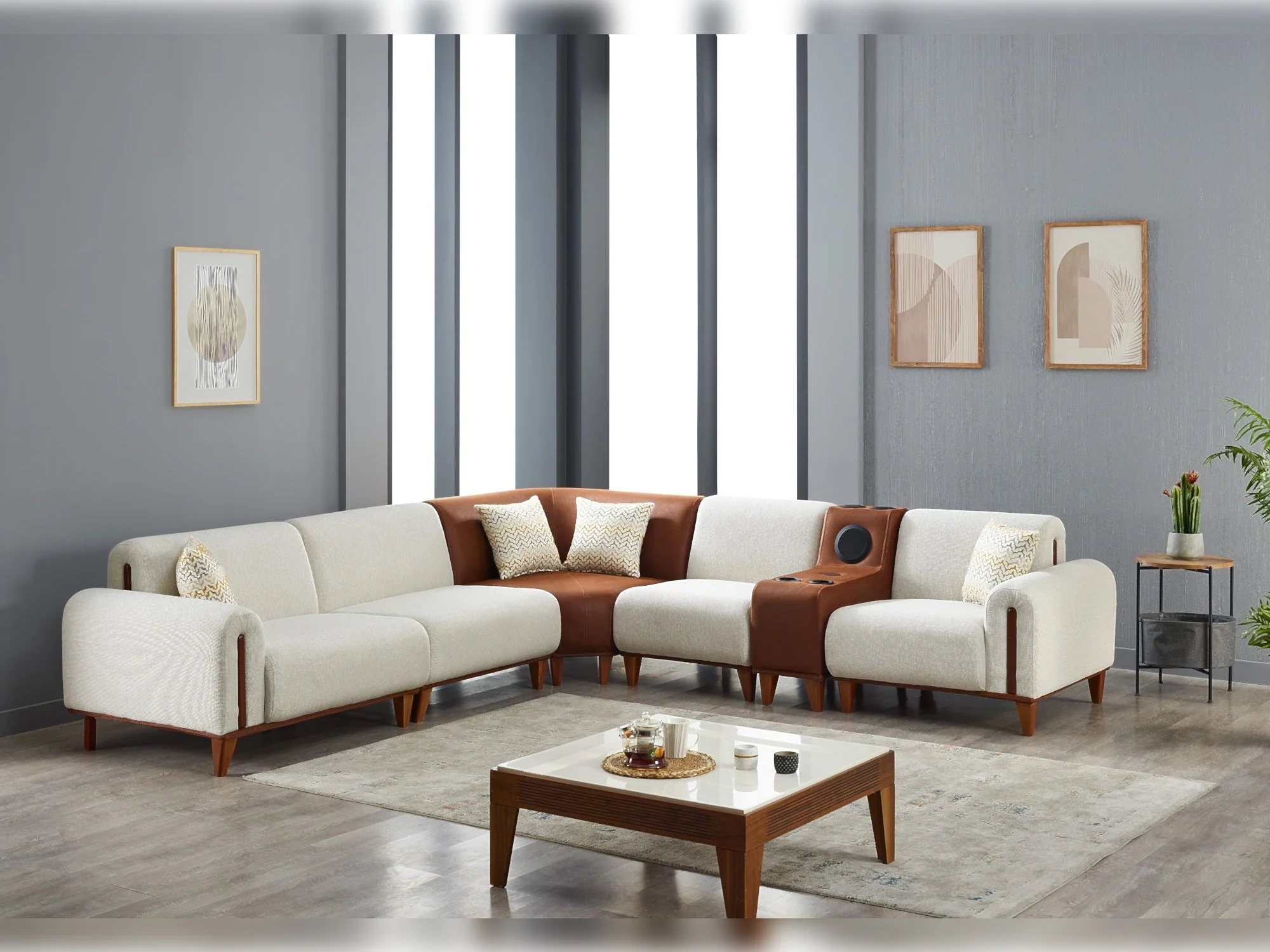 Mustang Modular Sectional Sofa Cream - Image 2