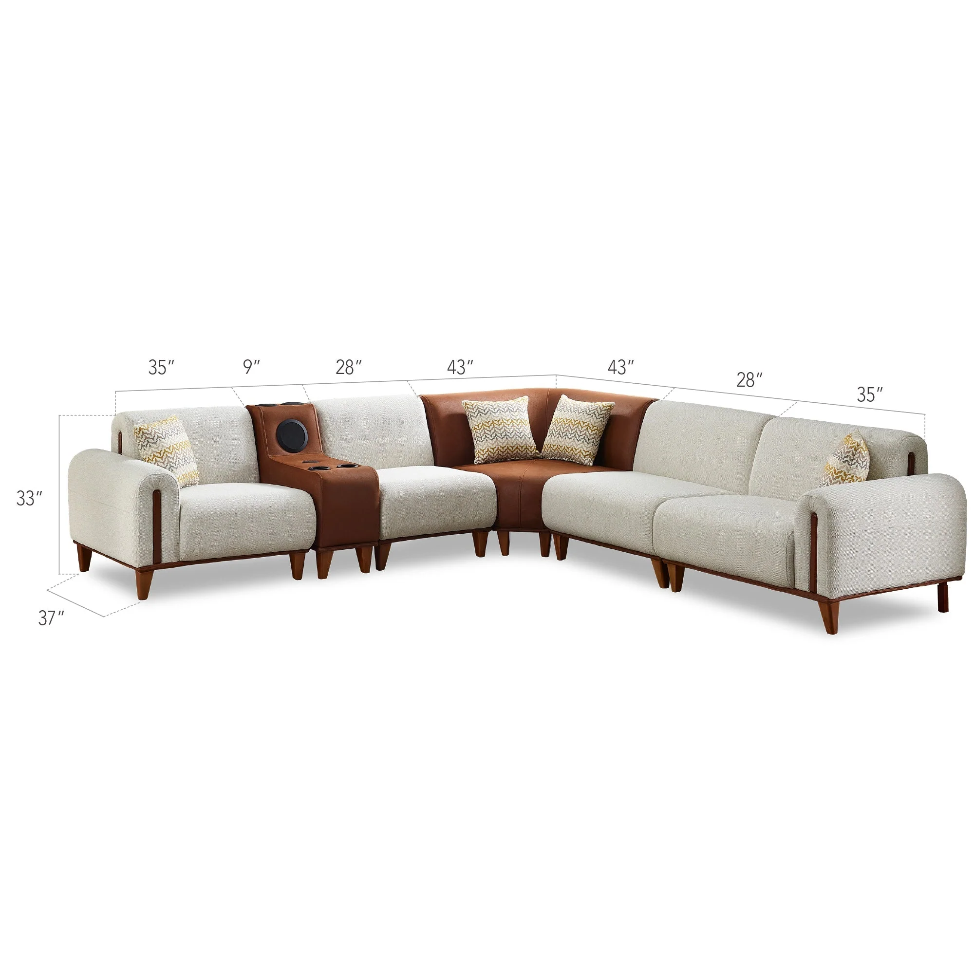Mustang Modular Sectional Sofa Cream - Image 4