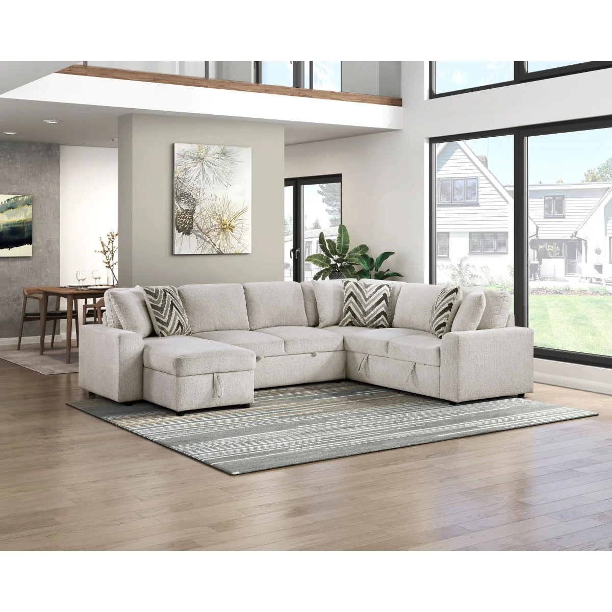 Myrtle Beige 3-Piece Sectional with Pull-out Bed - Image 14