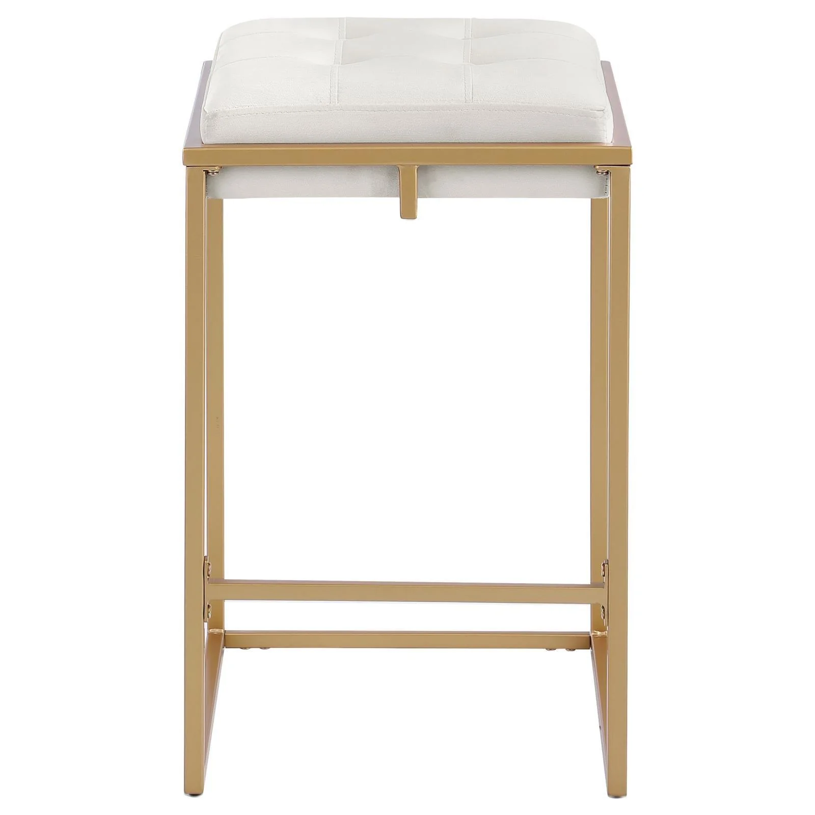 Nadia Beige/Gold Square Padded Seat Counter Height Stool, Set of 2 - Image 4