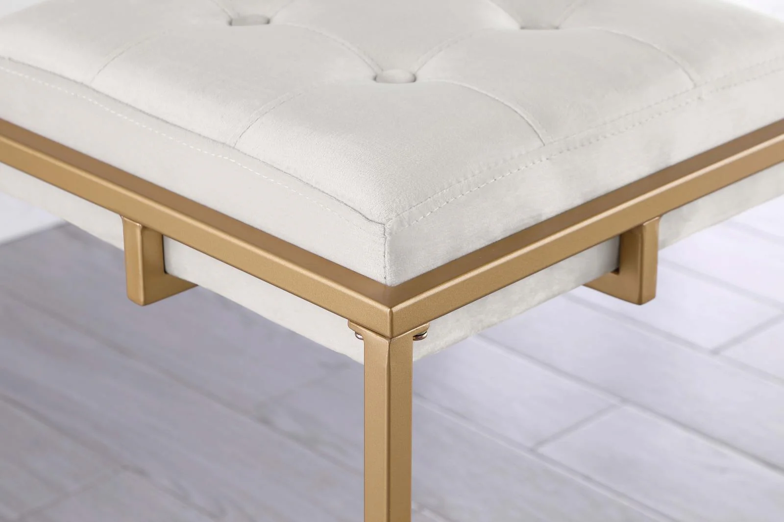 Nadia Beige/Gold Square Padded Seat Counter Height Stool, Set of 2 - Image 7