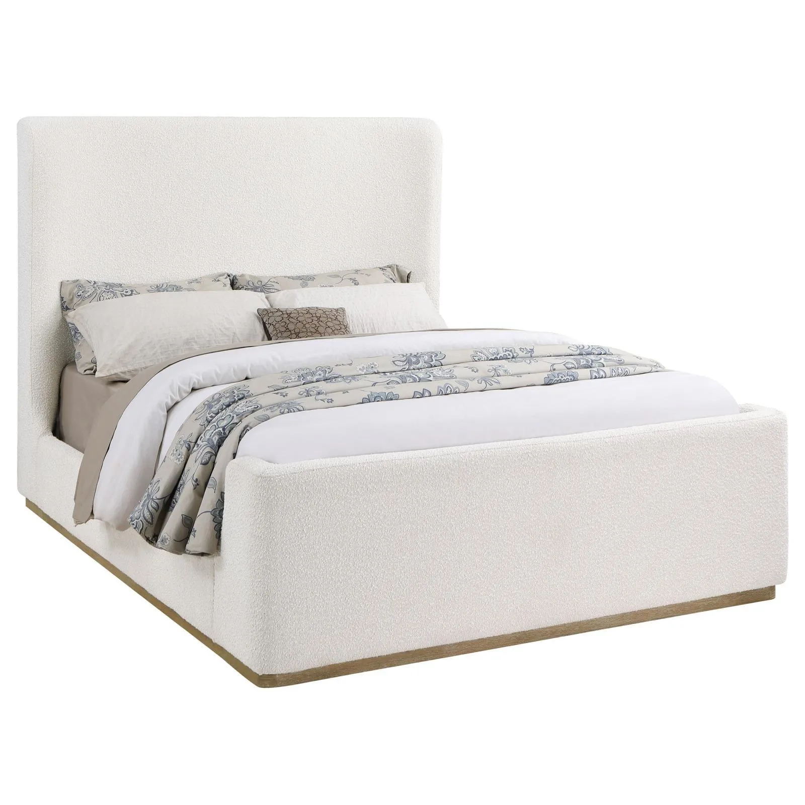 Nala Cream Upholstered Eastern King Wingback Platform Sleigh Bed - Image 2