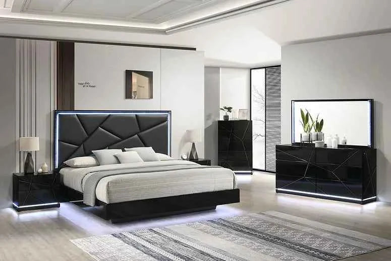 Naomi Black Italian Platform Bedroom Set