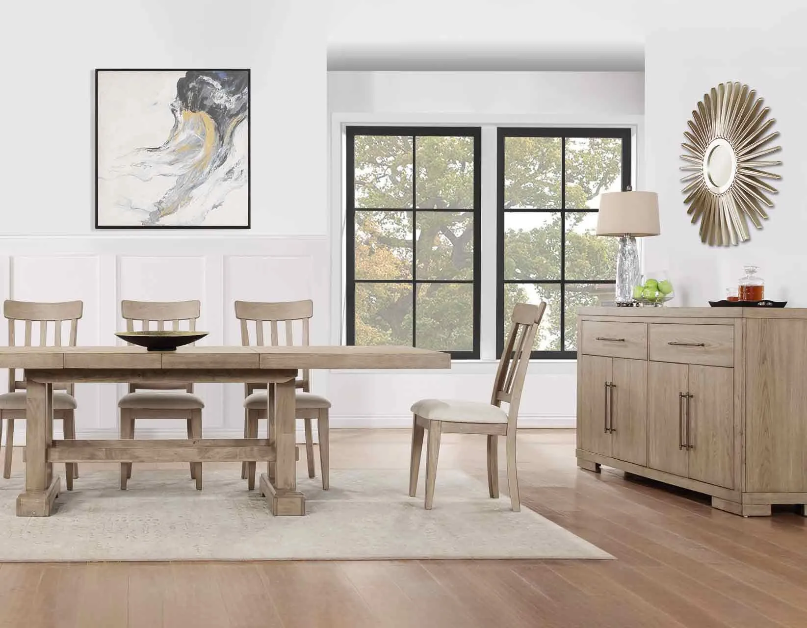 Napa 108-inch Dining Table with 2/18-inch Leaves, Sand - Image 12