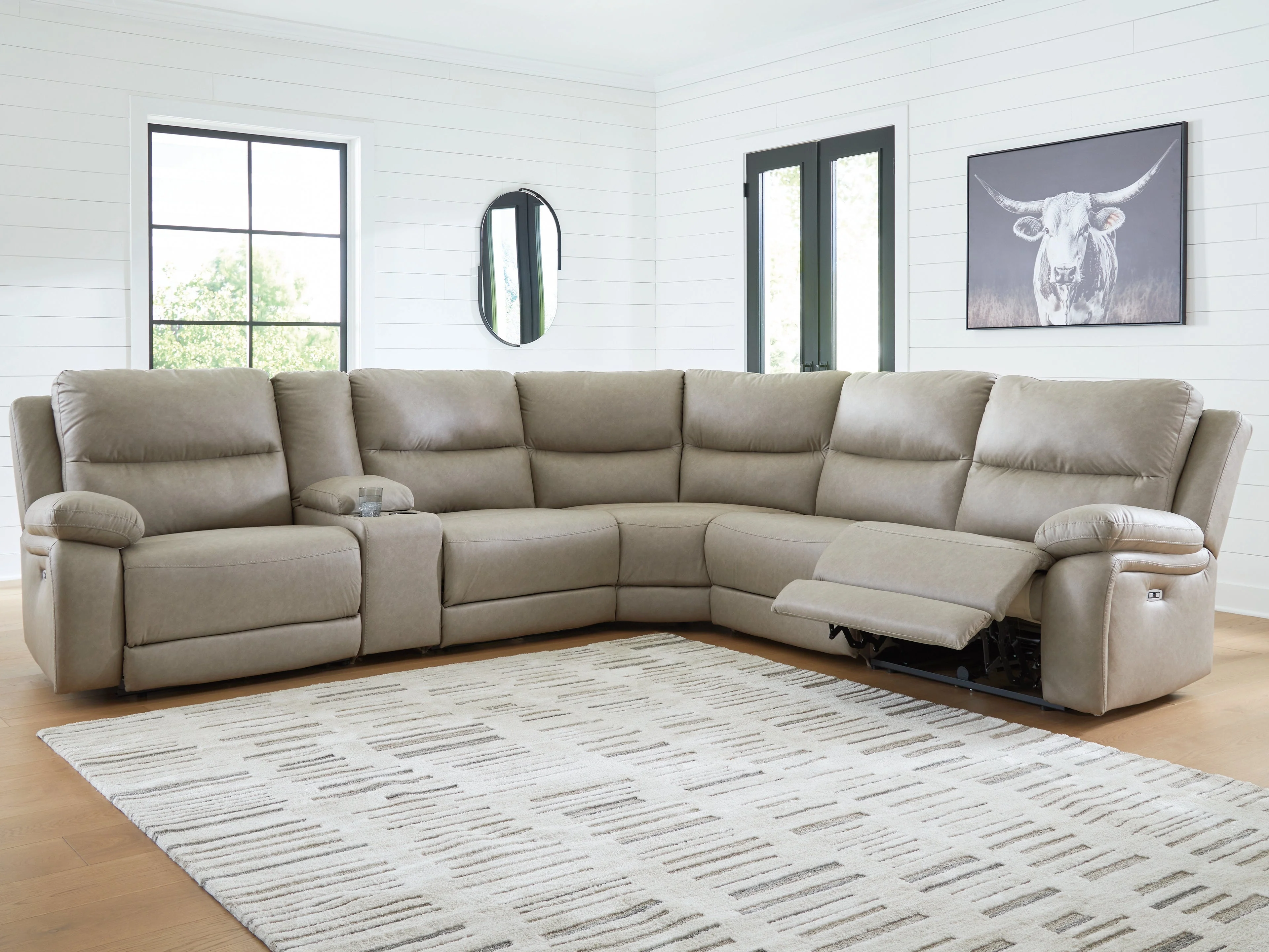 Narwhal Place Pebble 6-Piece Power Reclining Sectional with Storage Console - Image 2