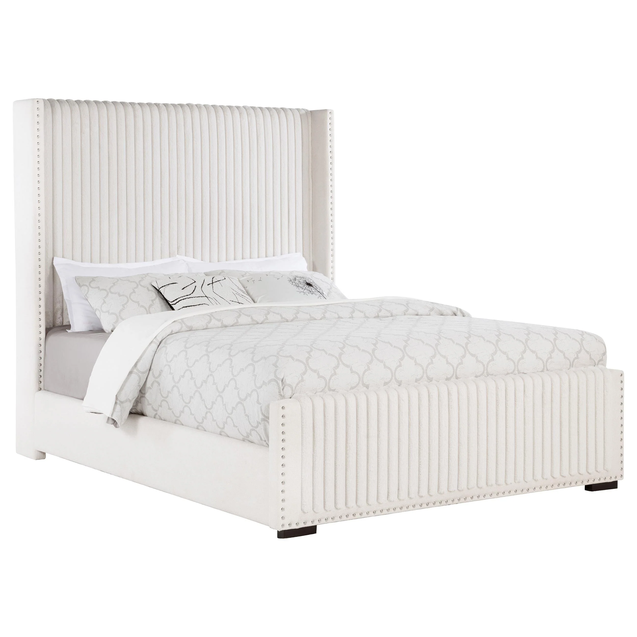Natasha Cream 69-inch Upholstered Queen Wingback Bed - Image 2