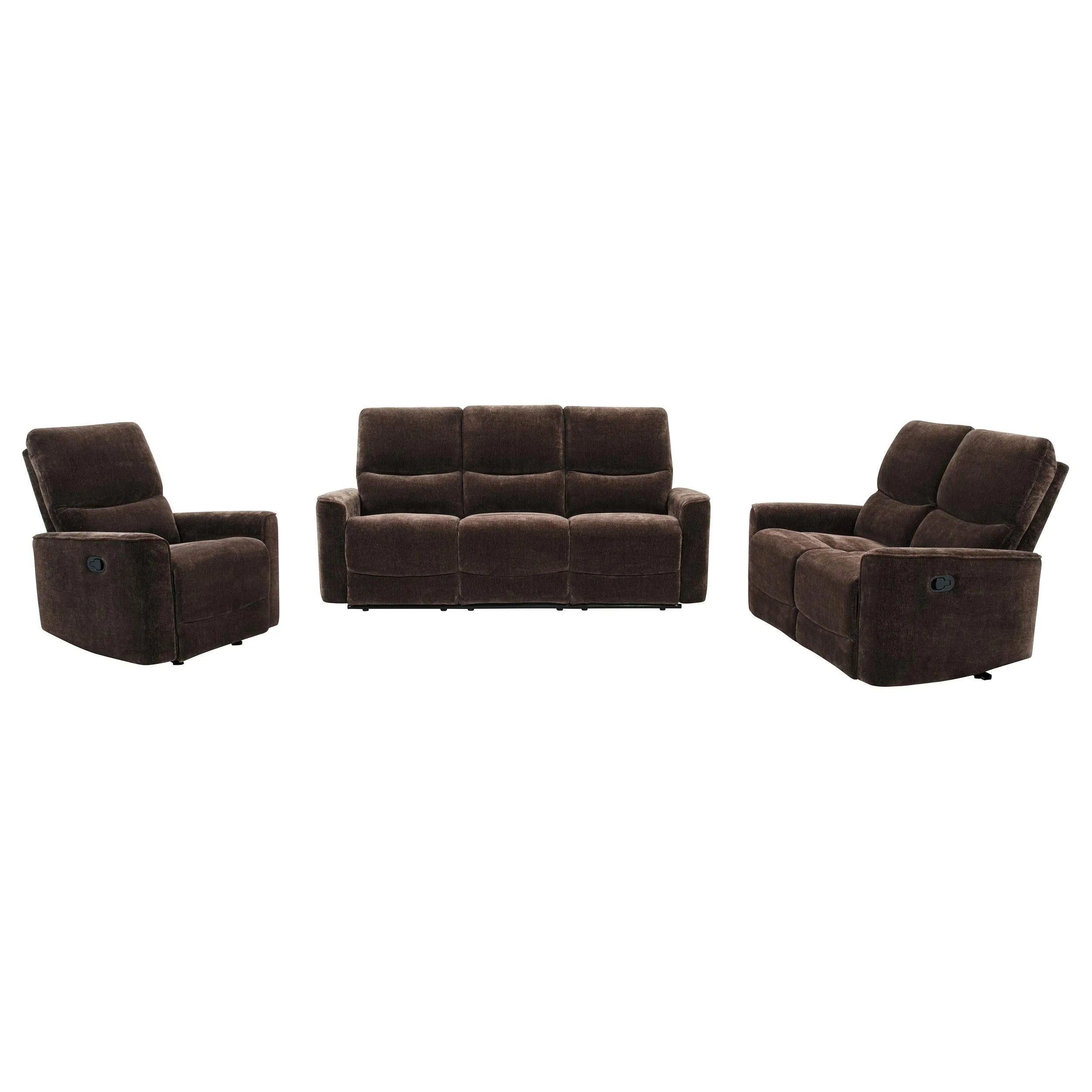 Navarro Dark Brown 3-Piece Upholstered Reclining Sofa Set