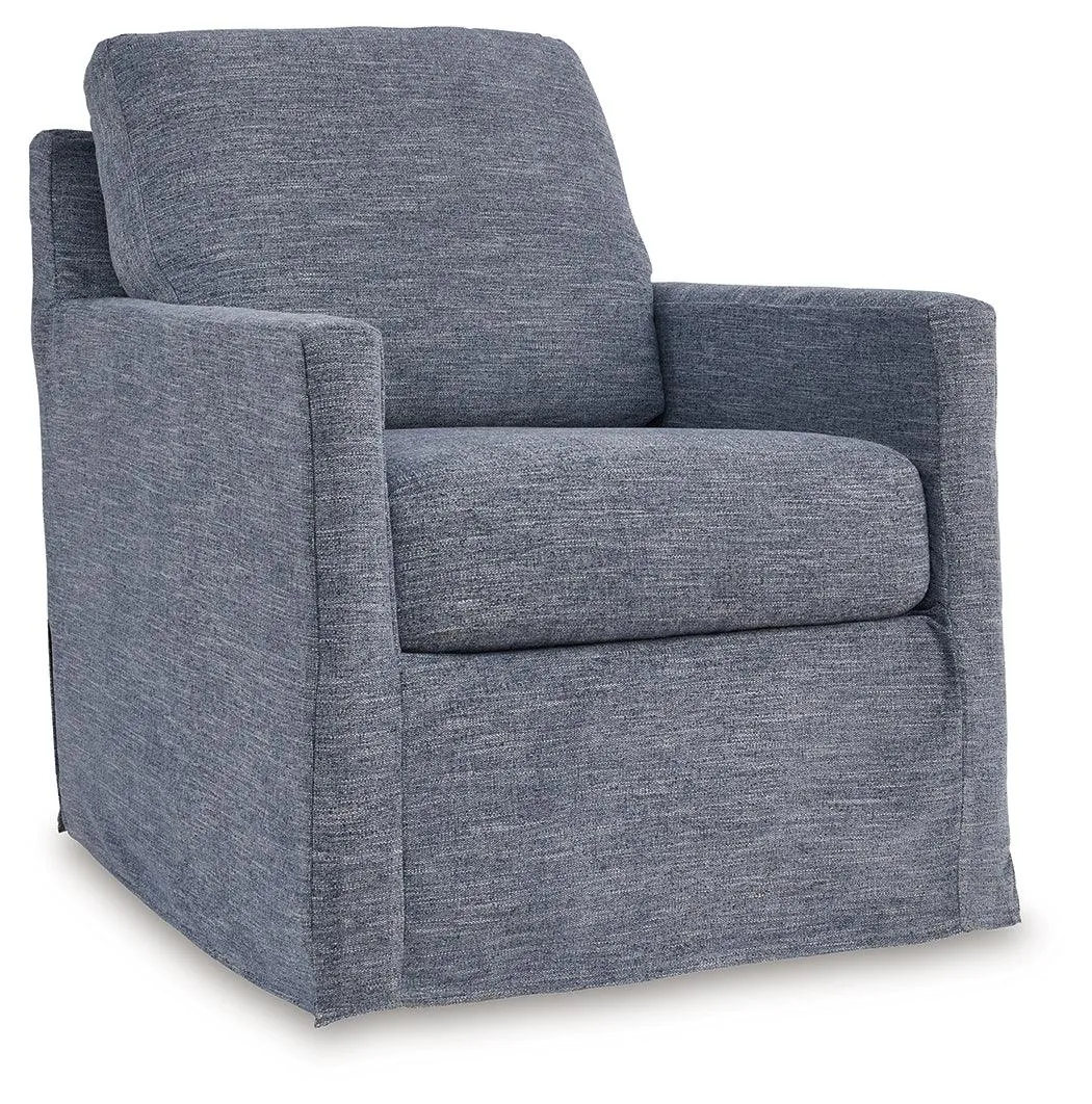 Nenana Next-Gen Nuvella Denim Swivel Glider Accent Chair - Image 2
