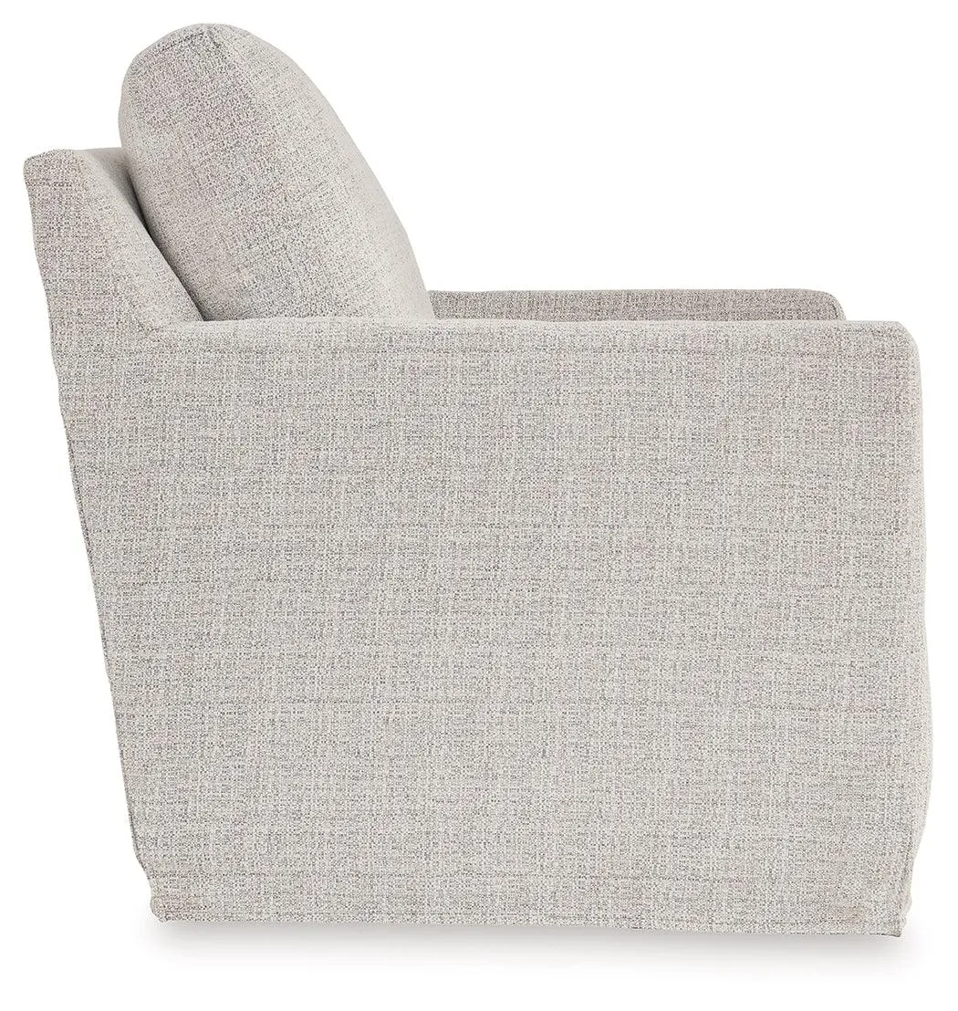 Nenana Next-Gen Nuvella Stone Swivel Glider Accent Chair - Image 4