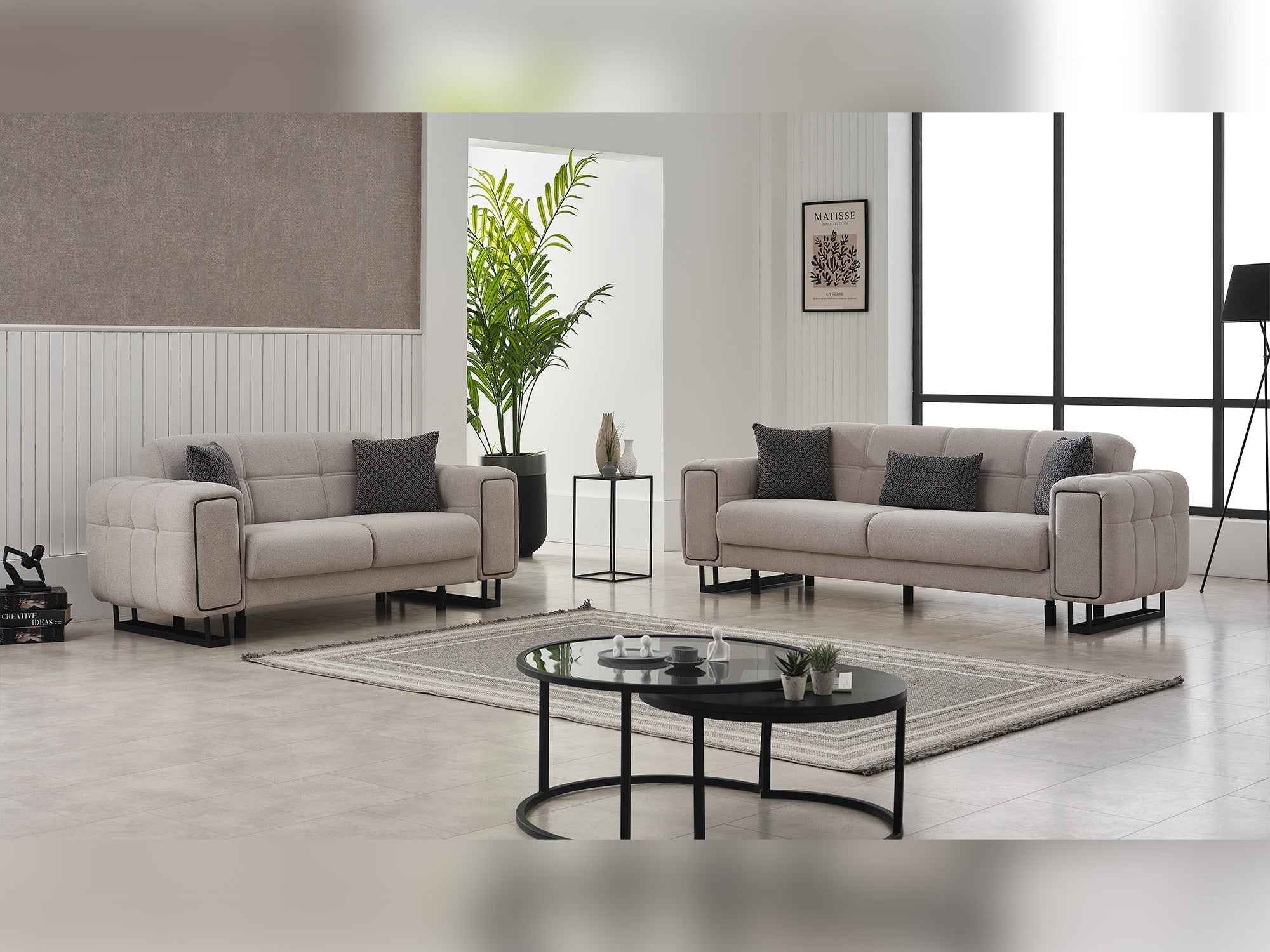 Nero Light Grey 3-pieces (Sofa & Loveseat & Chair) Living Room Set - Image 2