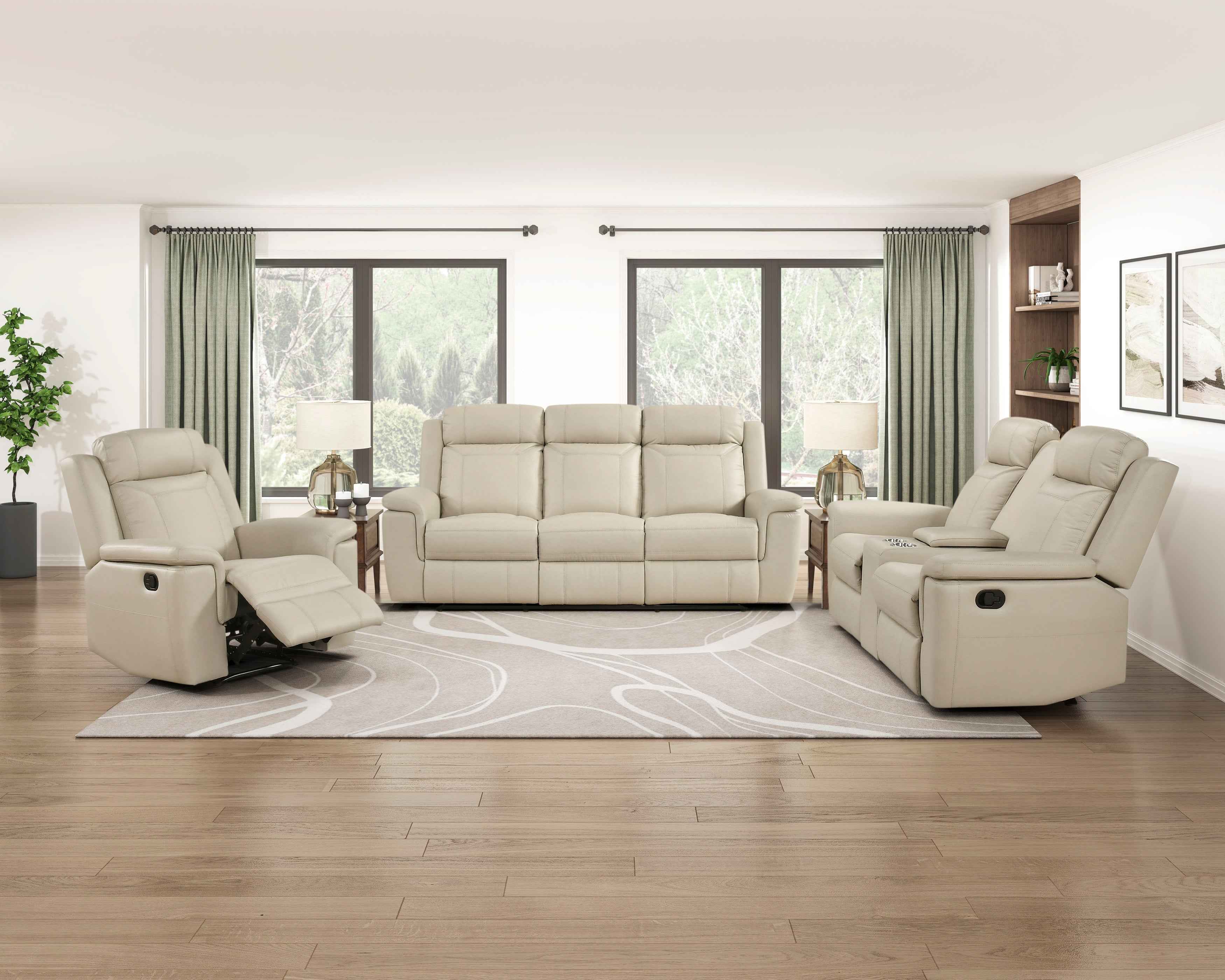 Nest Beige Double Reclining Loveseat with Center Console - Image 11