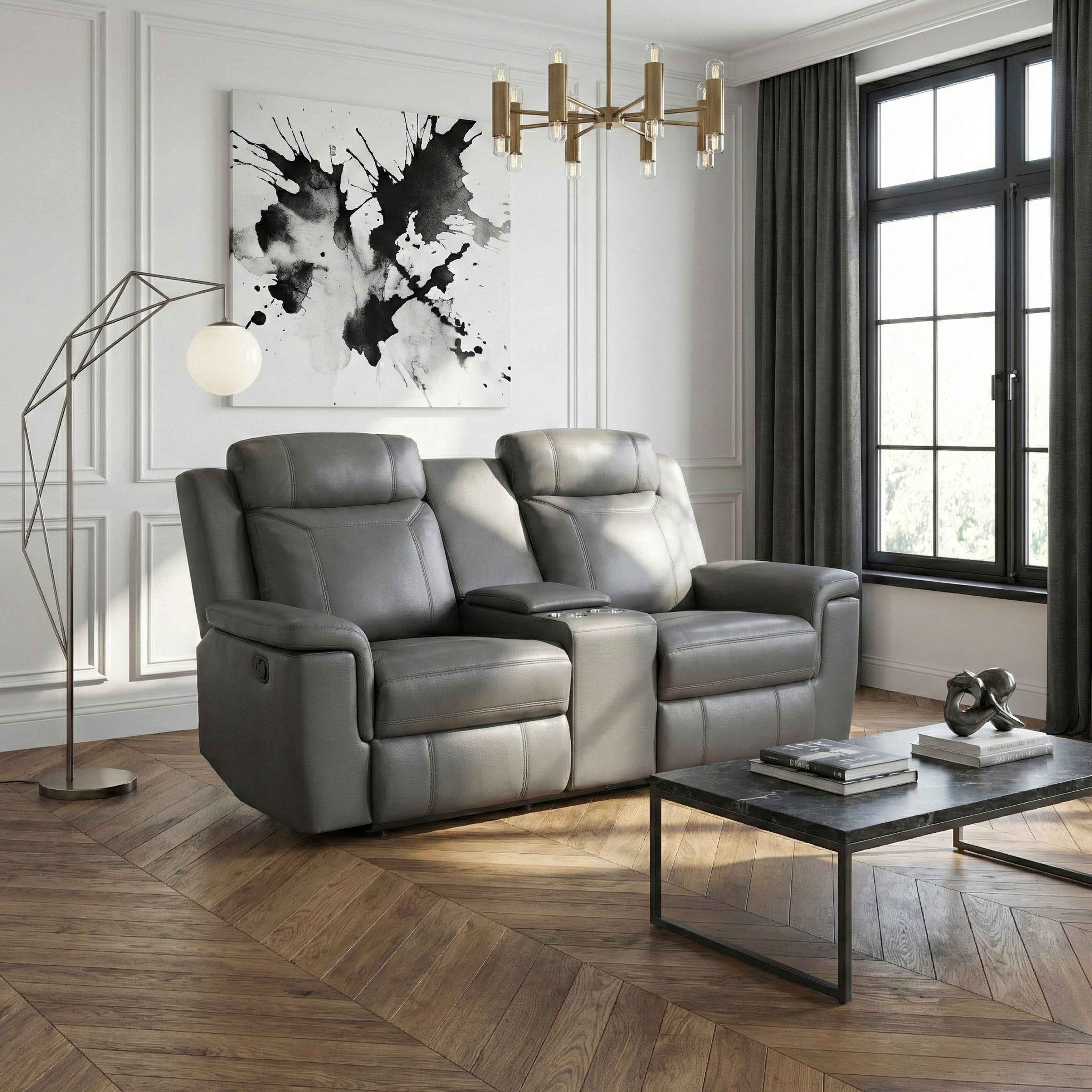 Nest Dark Gray Double Reclining Loveseat with Center Console - Image 14