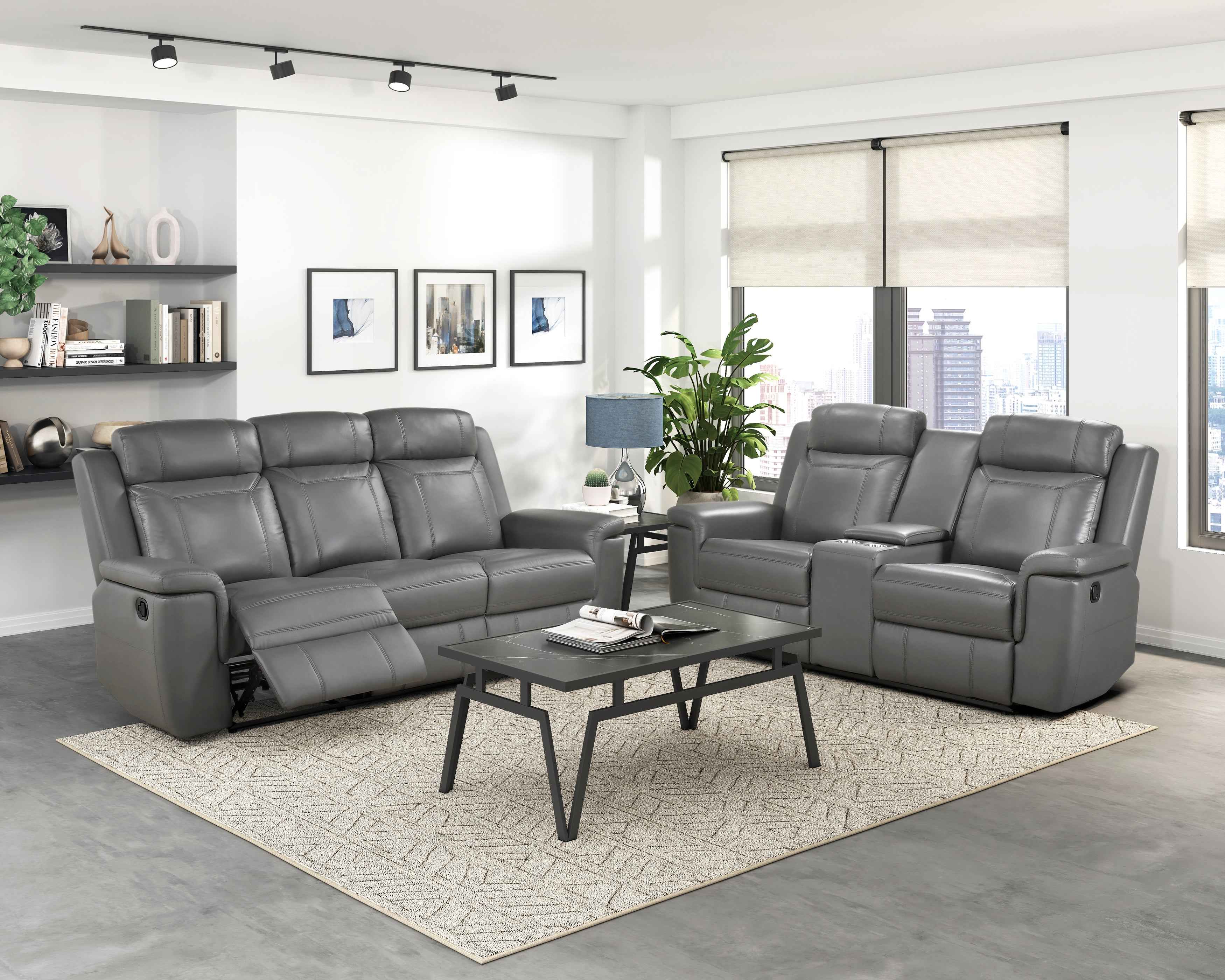 Nest Dark Gray Double Reclining Loveseat with Center Console - Image 9