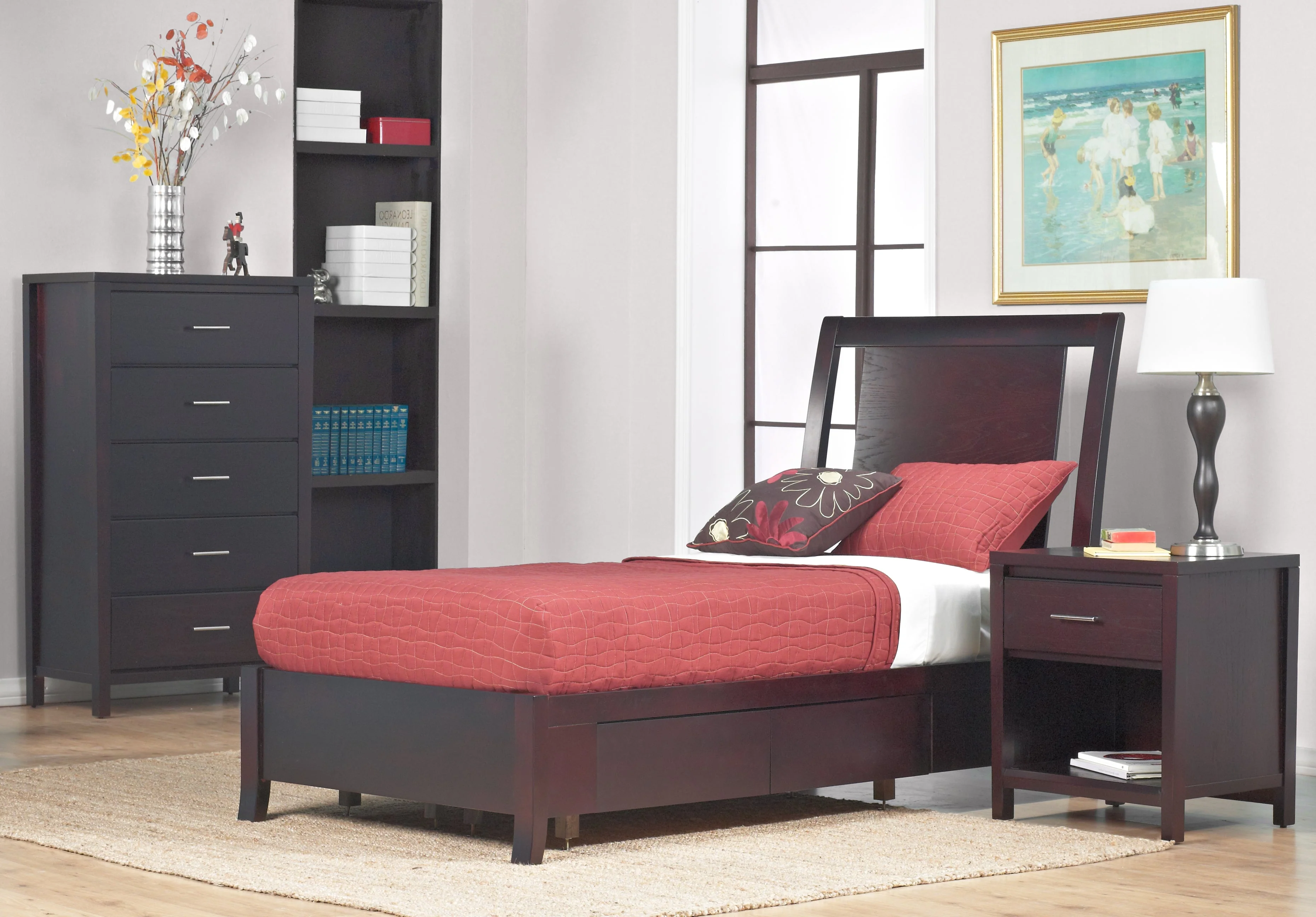 Nevis California King Low Profile Storage Bed in Espresso - Image 4