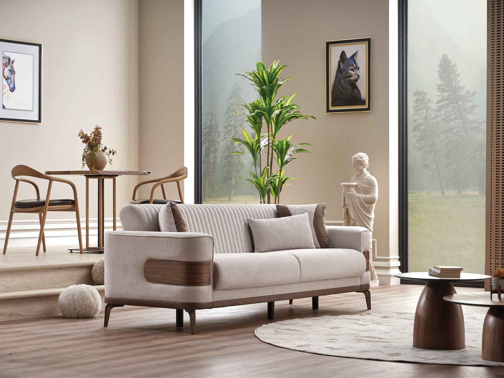 New Mood Cream Convertible Sofa - Image 3