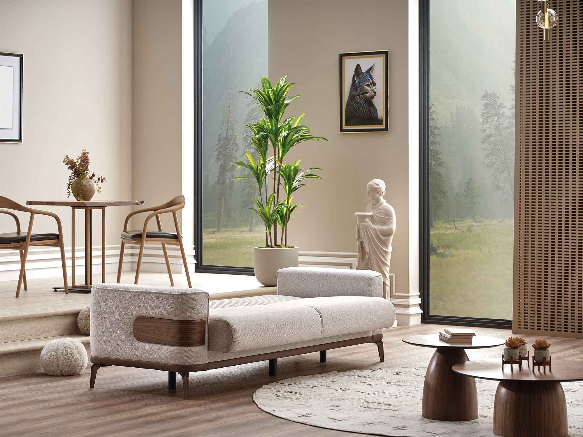 New Mood Cream Convertible Sofa - Image 4