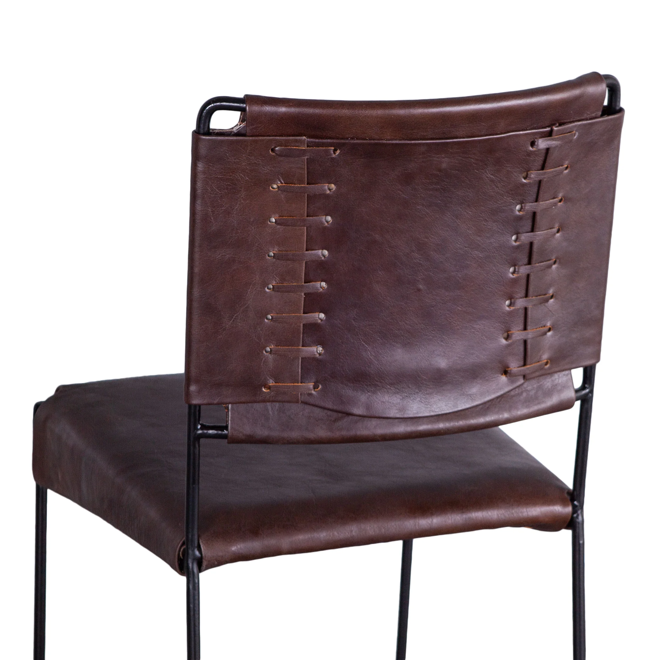 New York 17" Counter Chair in Chocolate Top Grain Leather and Iron - Image 5