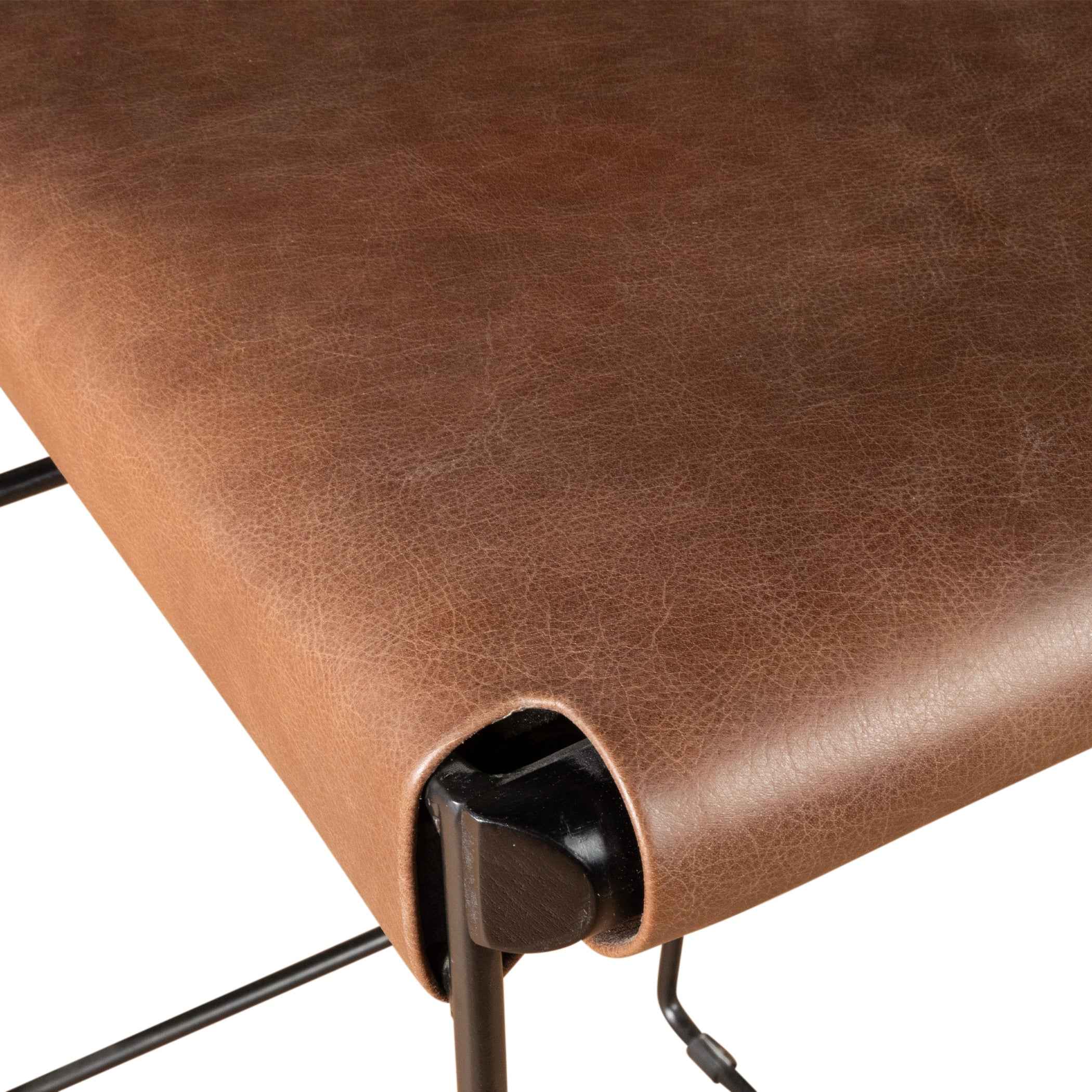New York 18" Bar Chair in Brown Buffalo Leather and Iron - Image 4