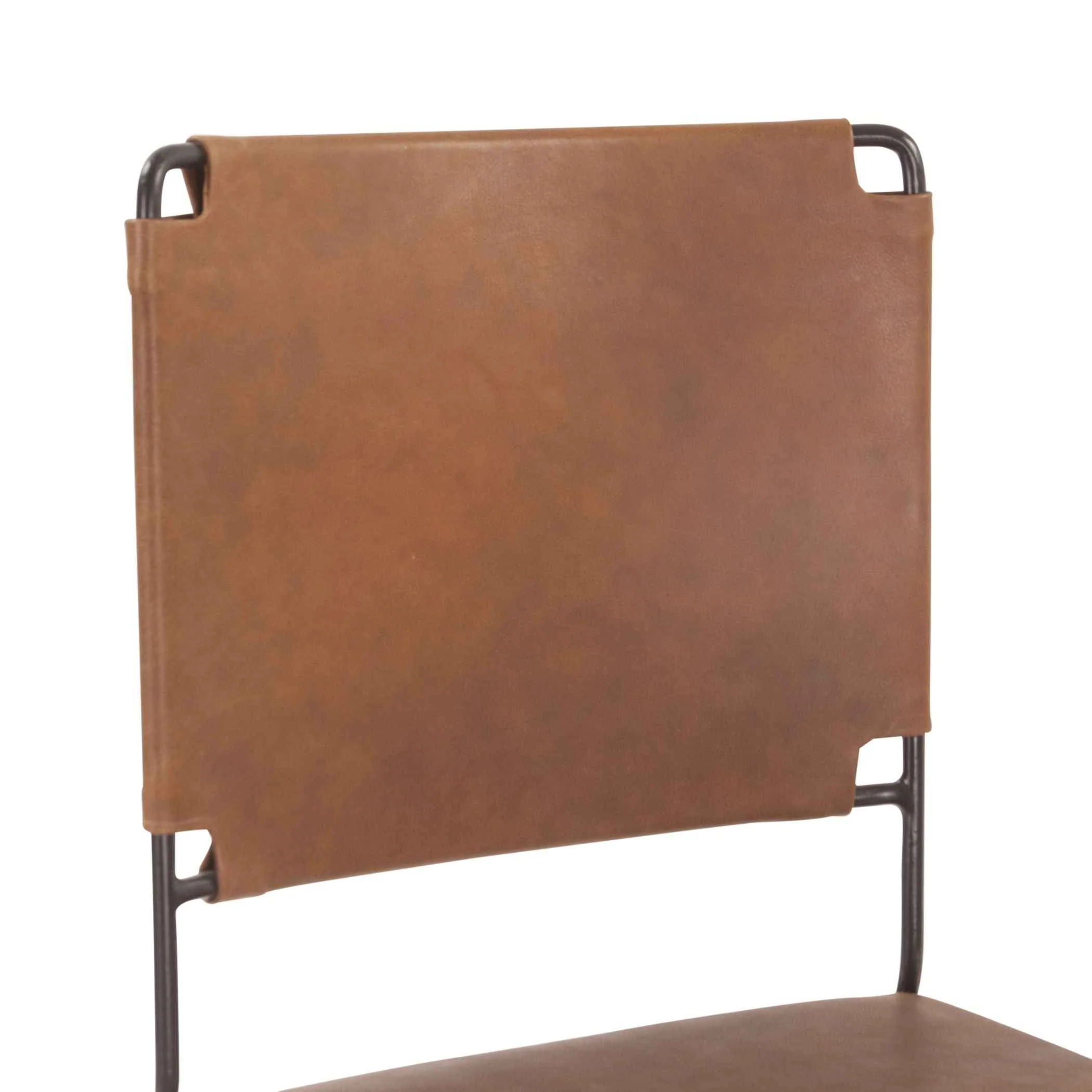 New York 18" Dining Chair in Brown Buffalo Leather and Iron - Image 5