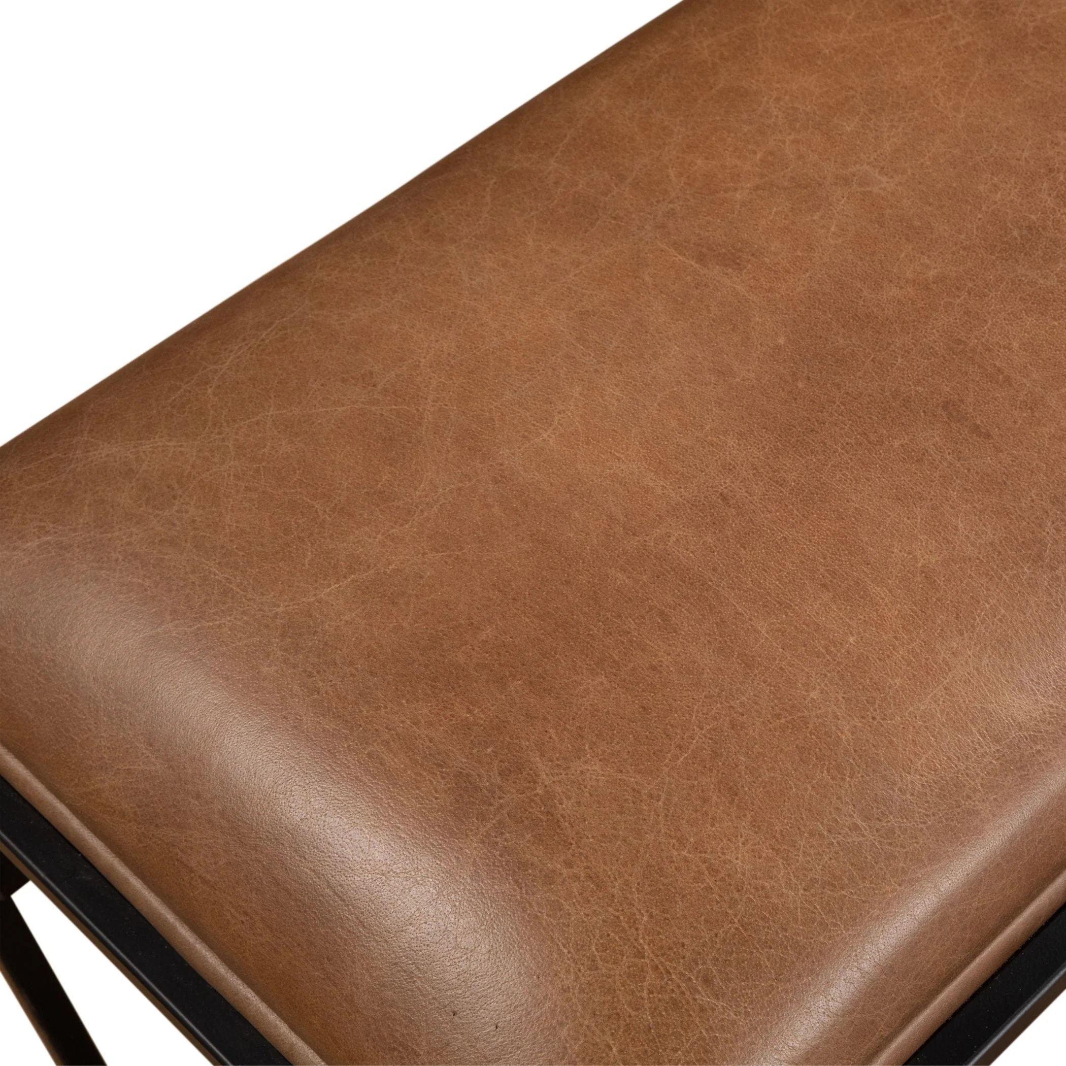 New York 62" Bench in Cognac Leather and Iron - Image 6