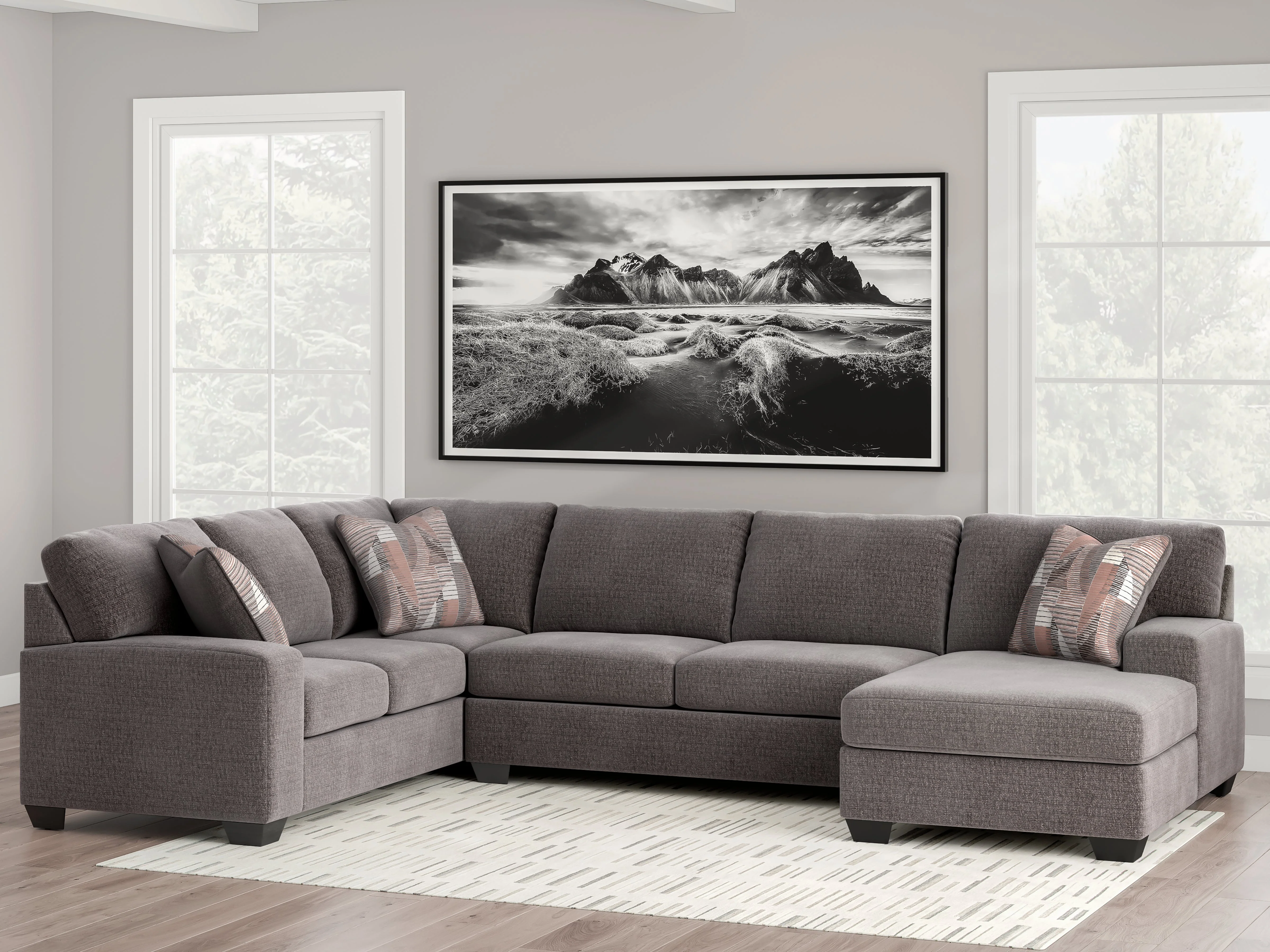 Newellen Greystone 3-Piece Right Arm Facing Sectional