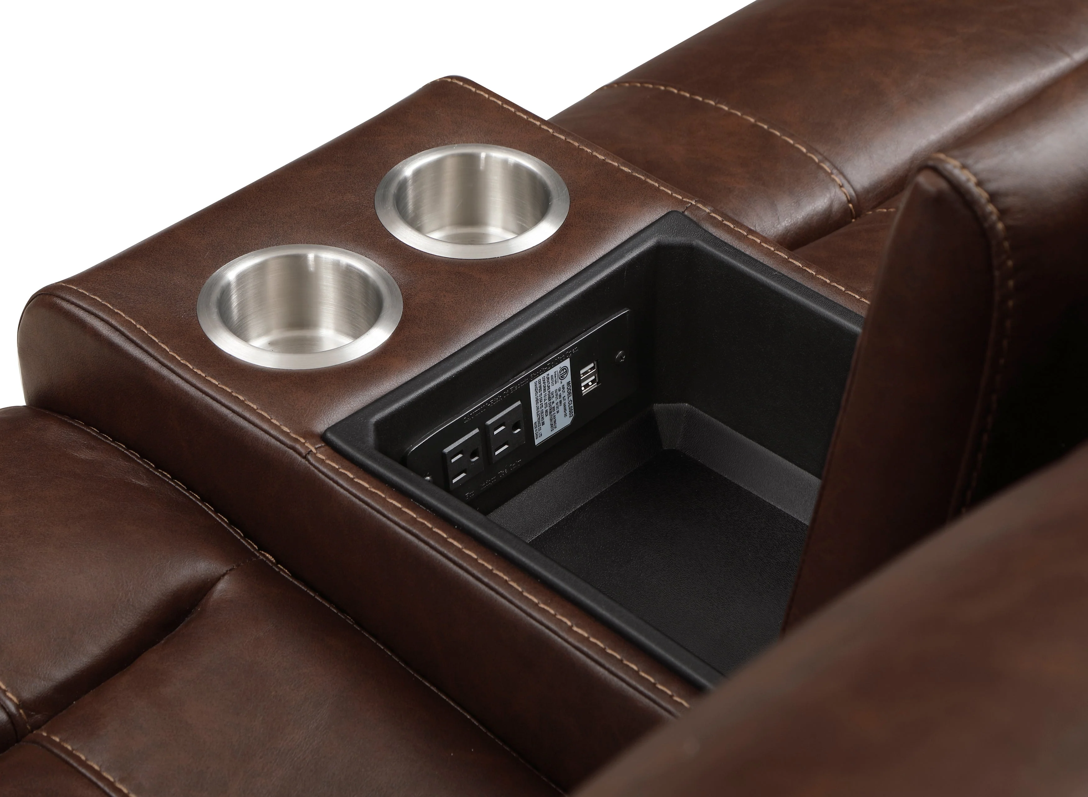 Newnan Brown Double Glider Reclining Loveseat with Center Console - Image 6