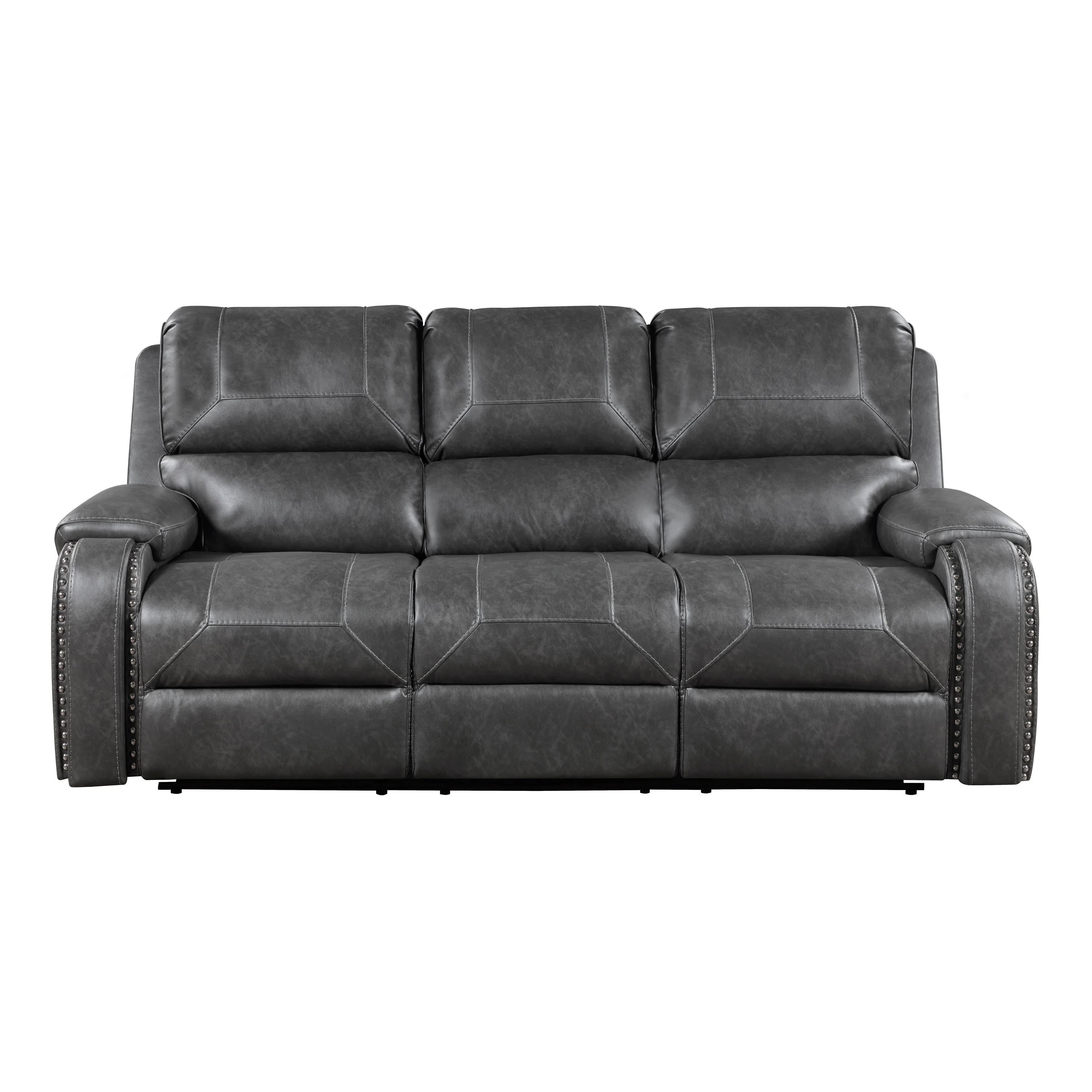 Newnan Gray Double Reclining Sofa - Image 13