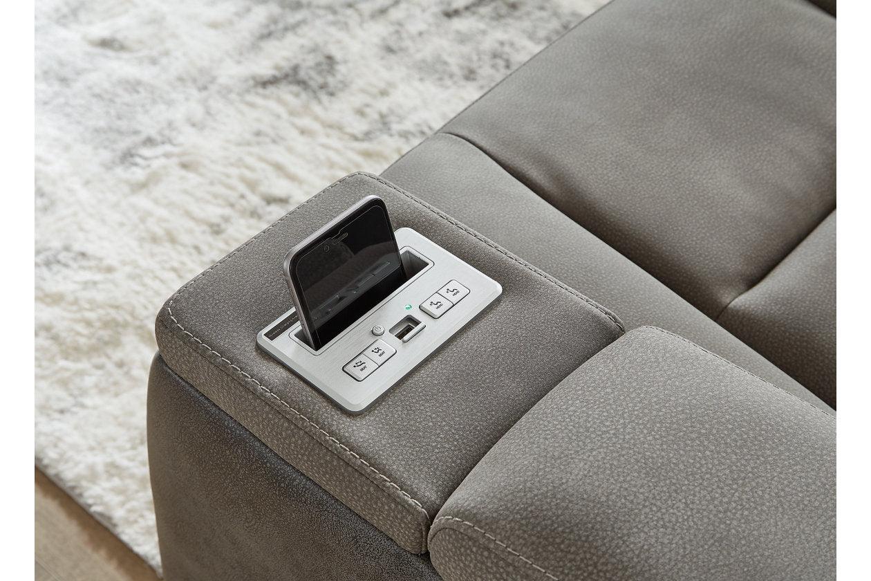 Next-Gen DuraPella Slate Fabric Dual Power Reclining Sofa - Image 10