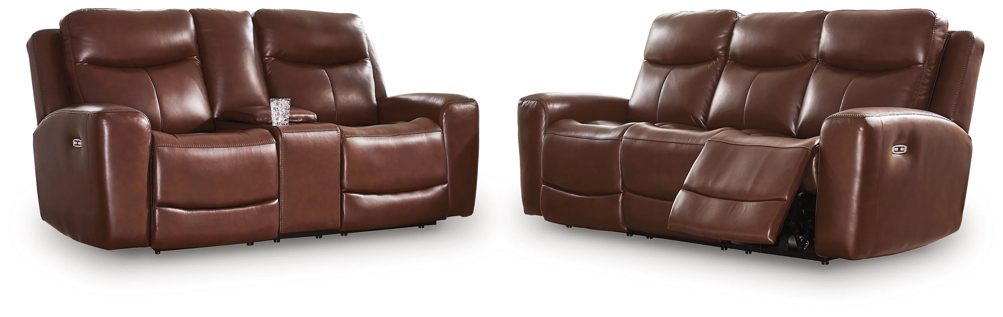 Next Move Mahogany Power Reclining Sofa and Loveseat