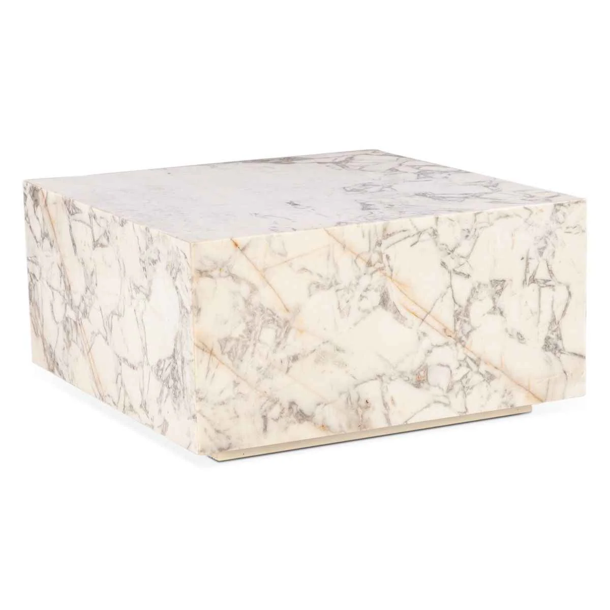 Nile 32" Drum Coffee Table in Alabaster Marble