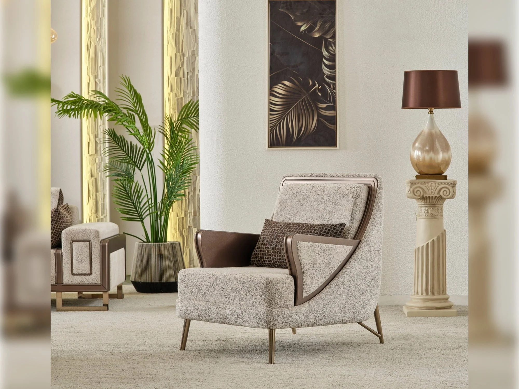 Nirvana 4-pieces (2 Four Seat Sofa & 2 Chair) Livingroom Set Beige - Image 11