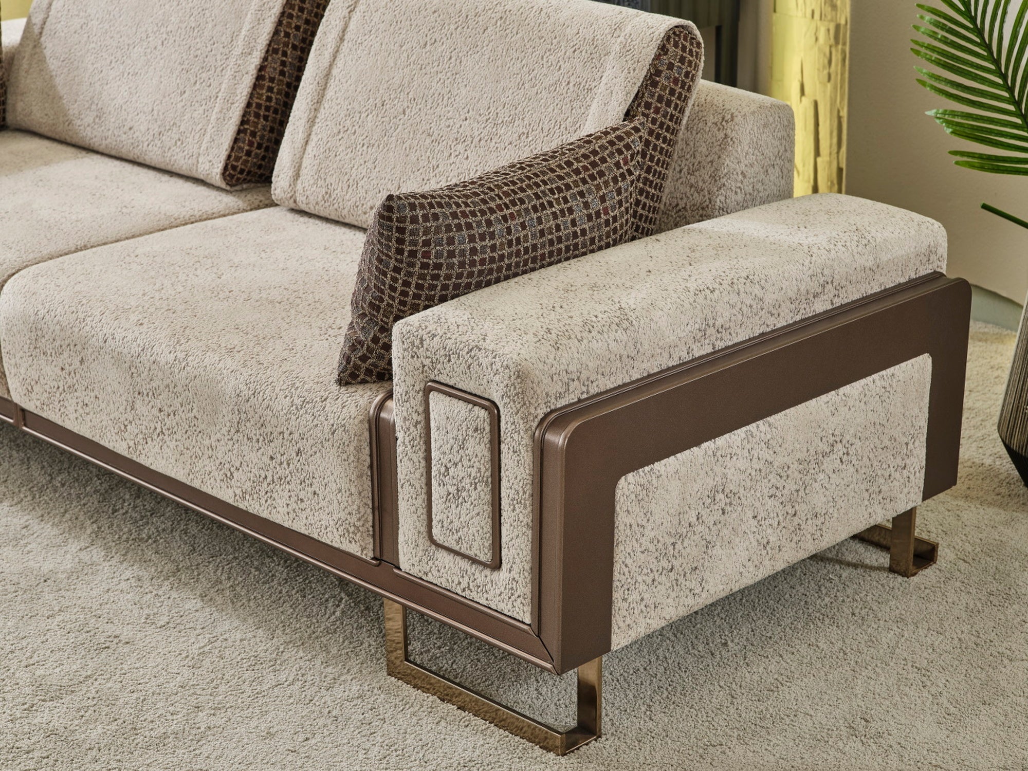 Nirvana 4-pieces (2 Four Seat Sofa & 2 Chair) Livingroom Set Beige - Image 8