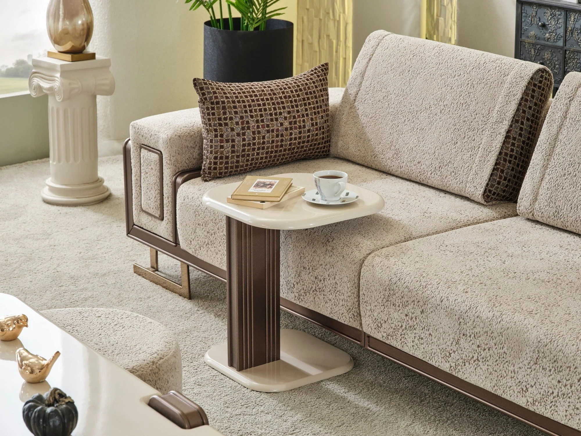 Nirvana 4-pieces (2 Four Seat Sofa & 2 Chair) Livingroom Set Beige - Image 9