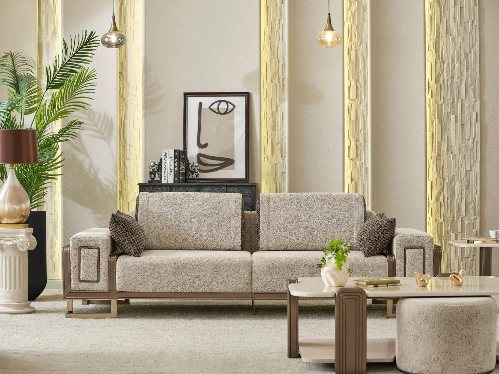 Nirvana Beige Stationary 4 Seat Sofa - Image 5