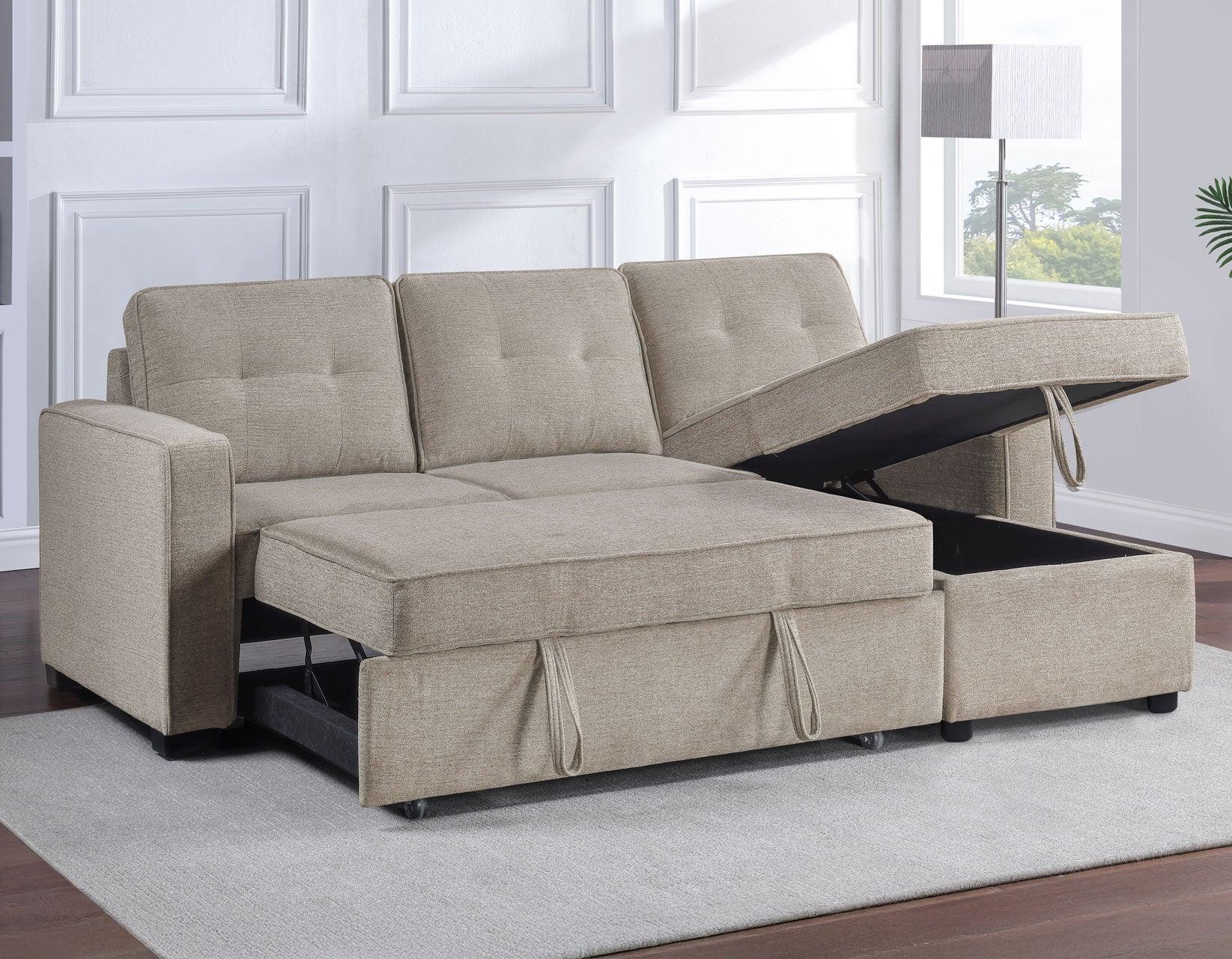 Noah Flippable, Convertible Storage Sleeper Chofa, Tan - Image 4