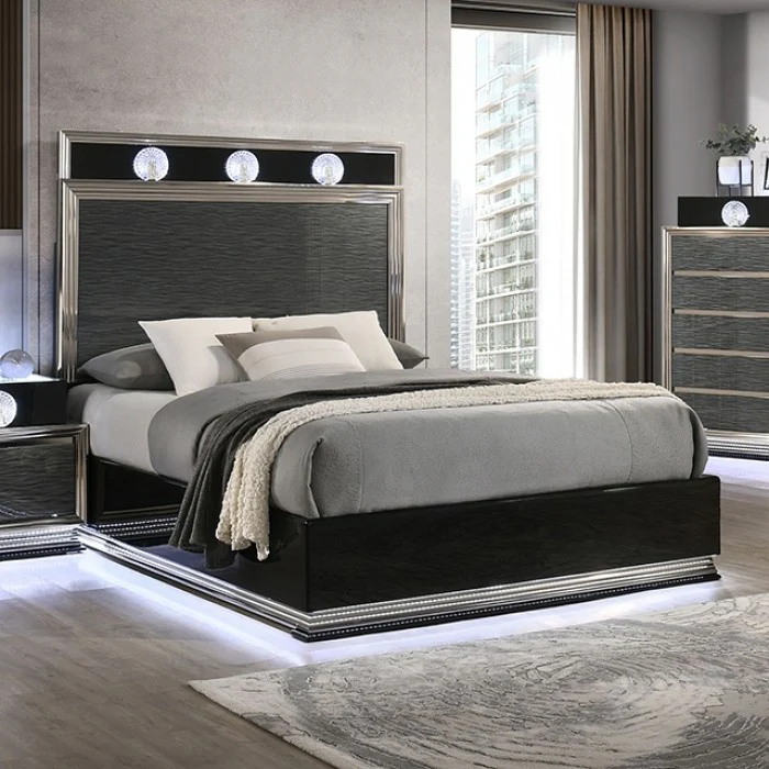 Noire Charcoal Gray/Black 4-Piece Queen Bedroom Set - Image 2