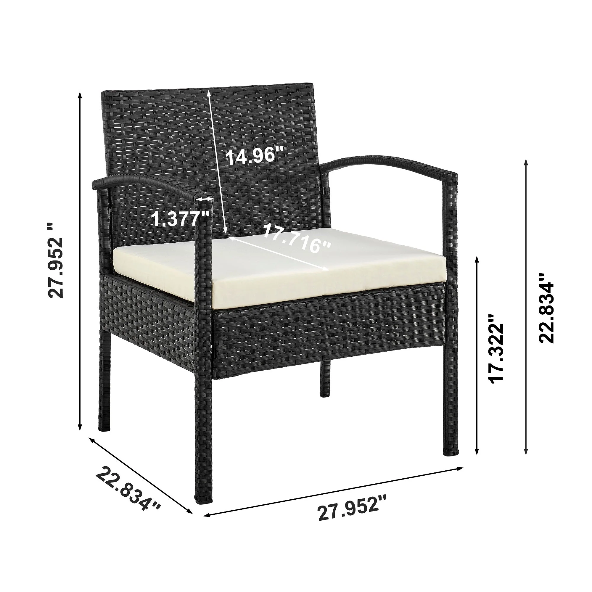 Noli Patio 2-Person Seating Group with End Table with Cream Cushions - Image 3